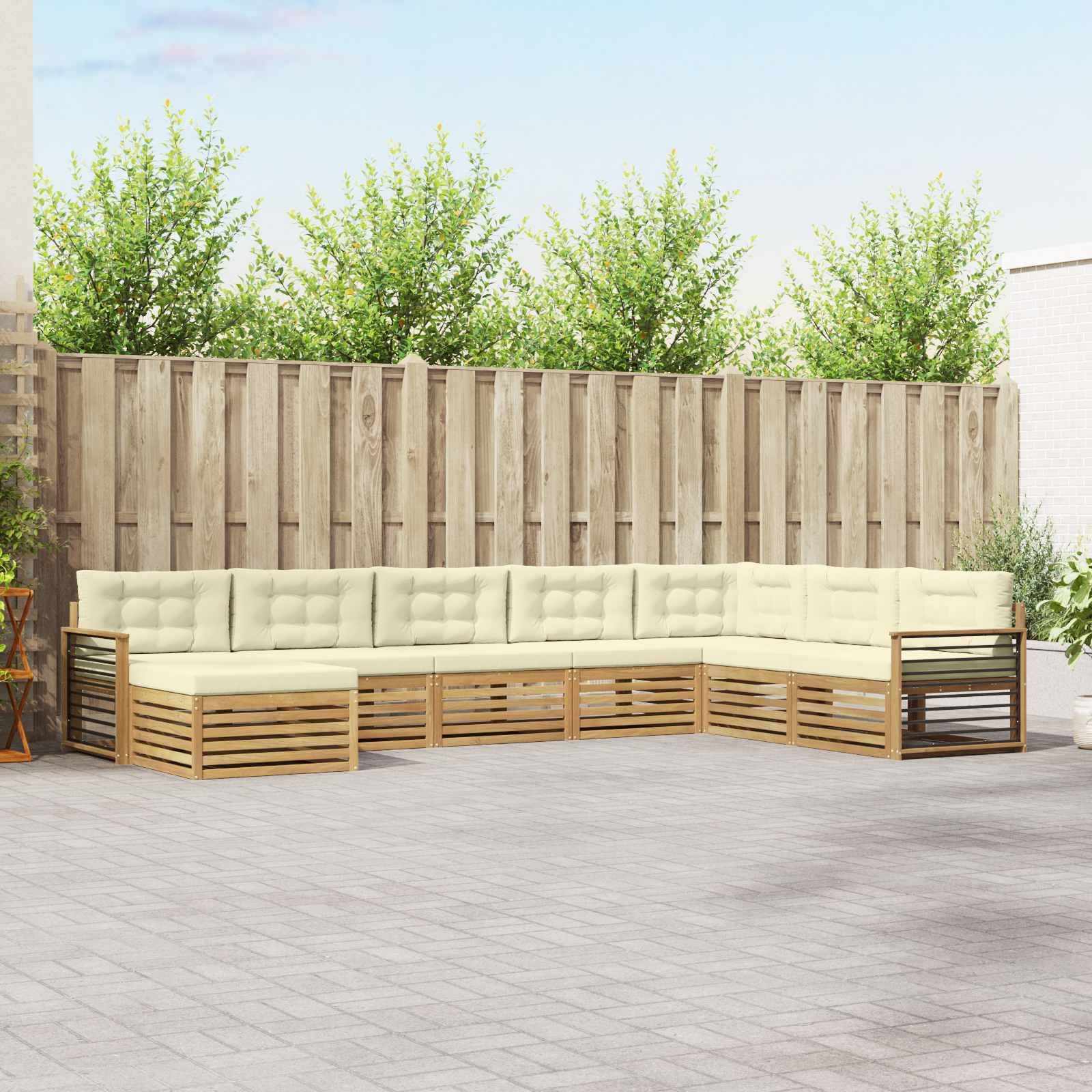 vidaXL Outdoor-Sofagarnitur mit Kissen 8 pcs Weiß und Creme