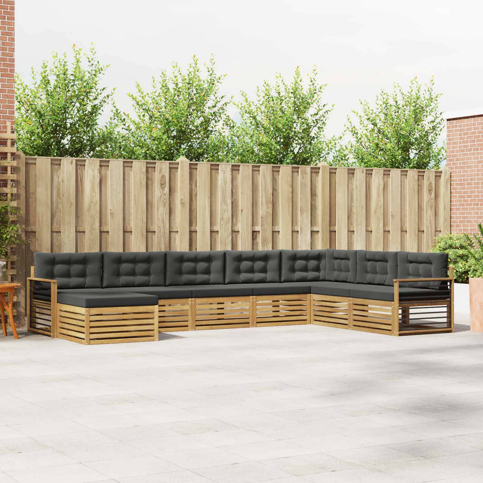 vidaXL Outdoor-Sofagarnitur mit Kissen 8 pcs Weiß und Anthrazit