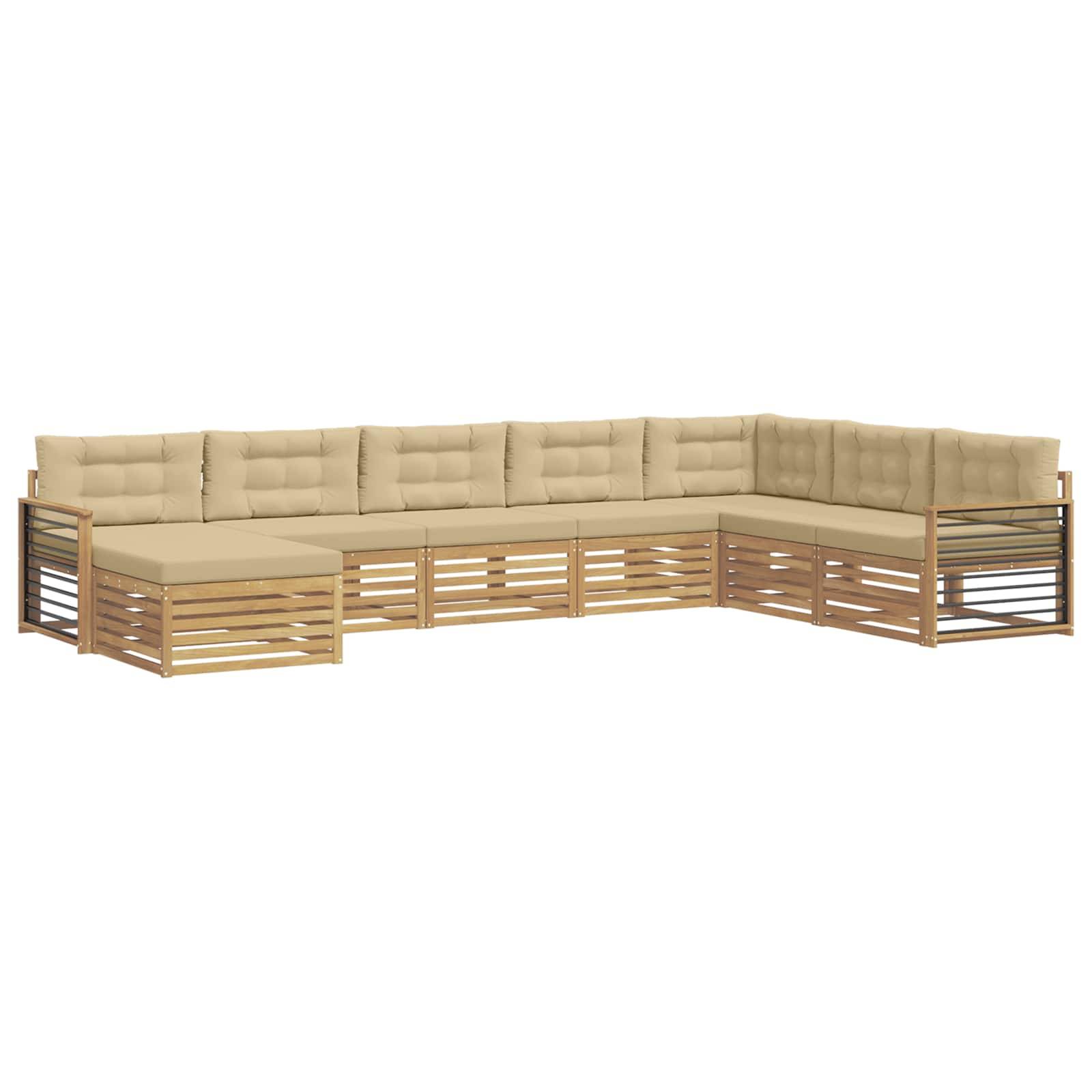 vidaXL Outdoor-Sofagarnitur mit Kissen 8 pcs Weiß und Beige