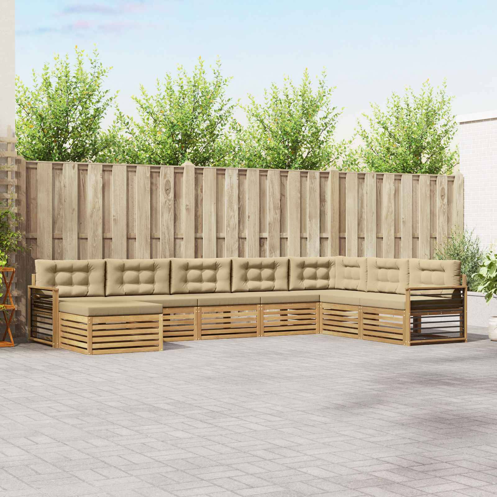 vidaXL Outdoor-Sofagarnitur mit Kissen 8 pcs Weiß und Beige