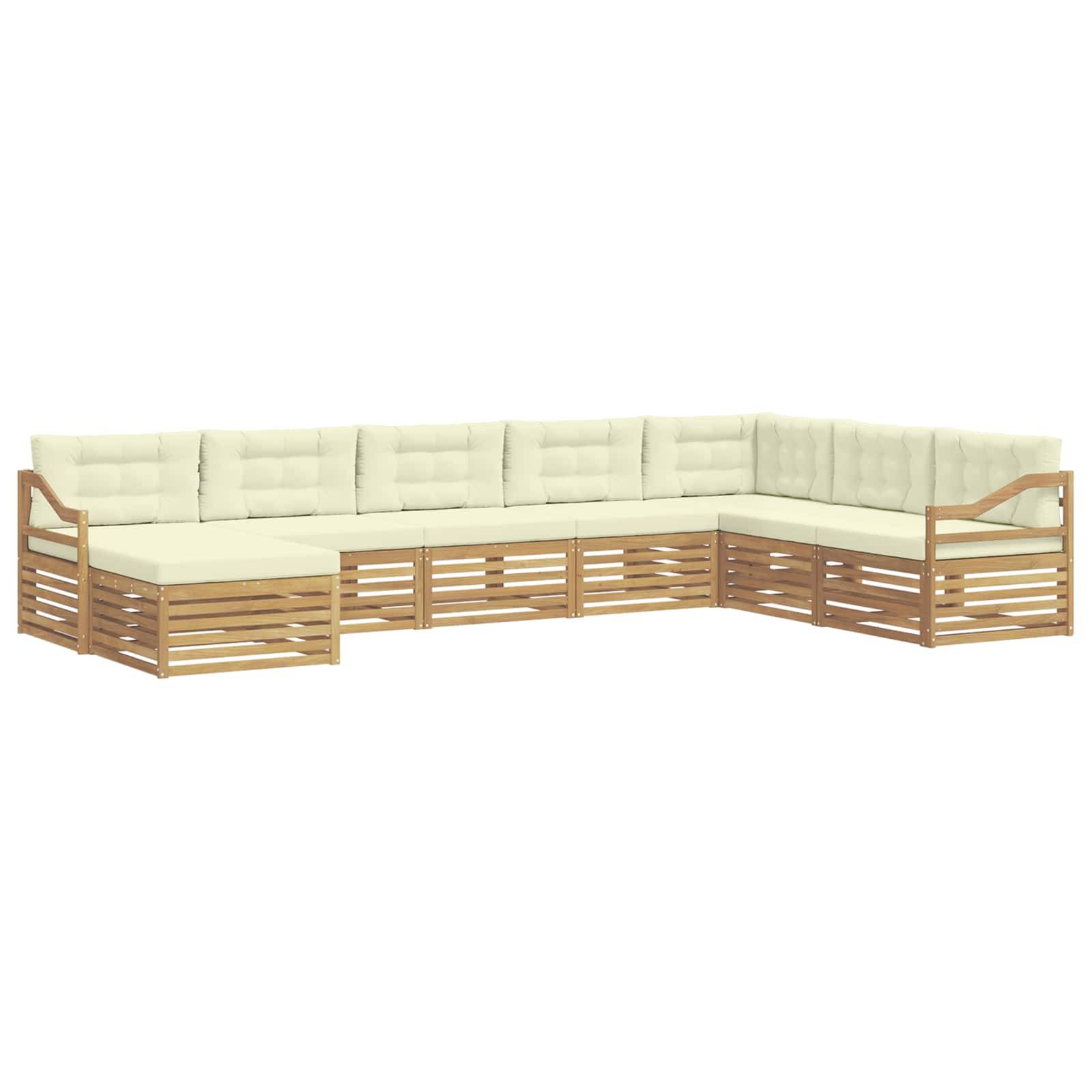 vidaXL Outdoor-Sofagarnitur mit Kissen 8 pcs Weiß und Creme Polyester