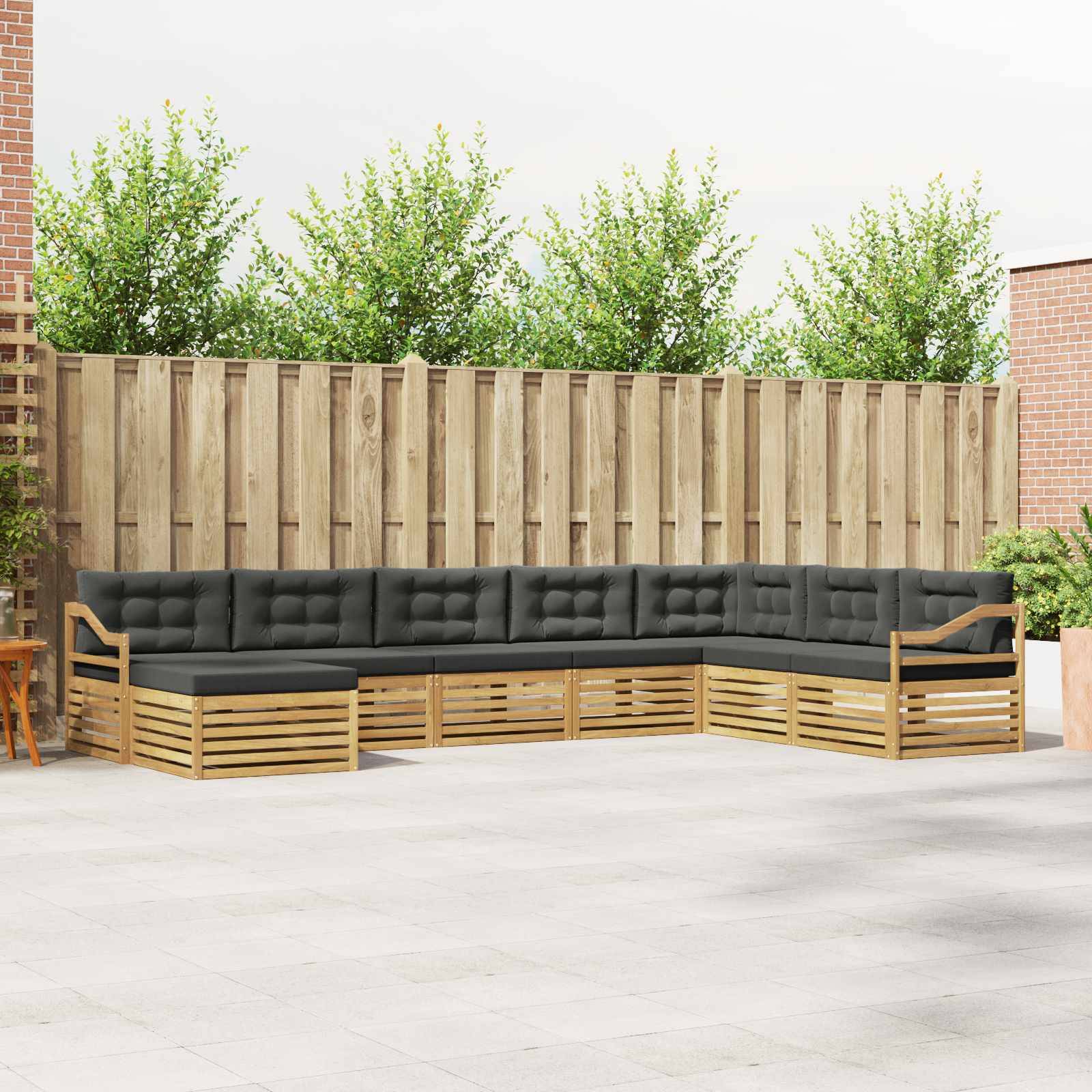 vidaXL Outdoor-Sofagarnitur 8 pcs Weiß und Anthrazit Polyester