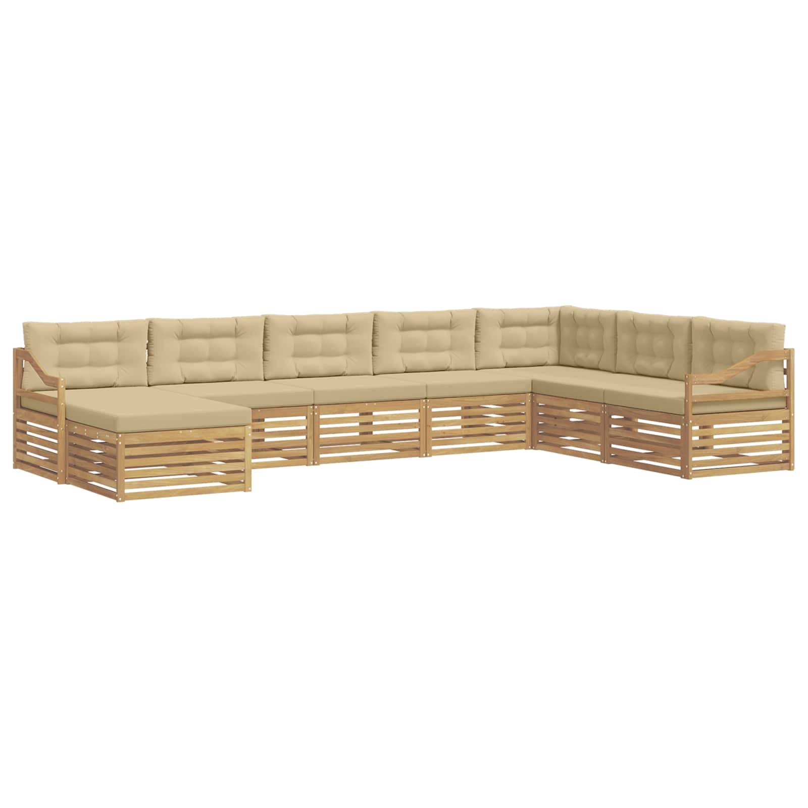 vidaXL Outdoor-Sofagarnitur mit Kissen 8 pcs Weiß und Beige Polyester