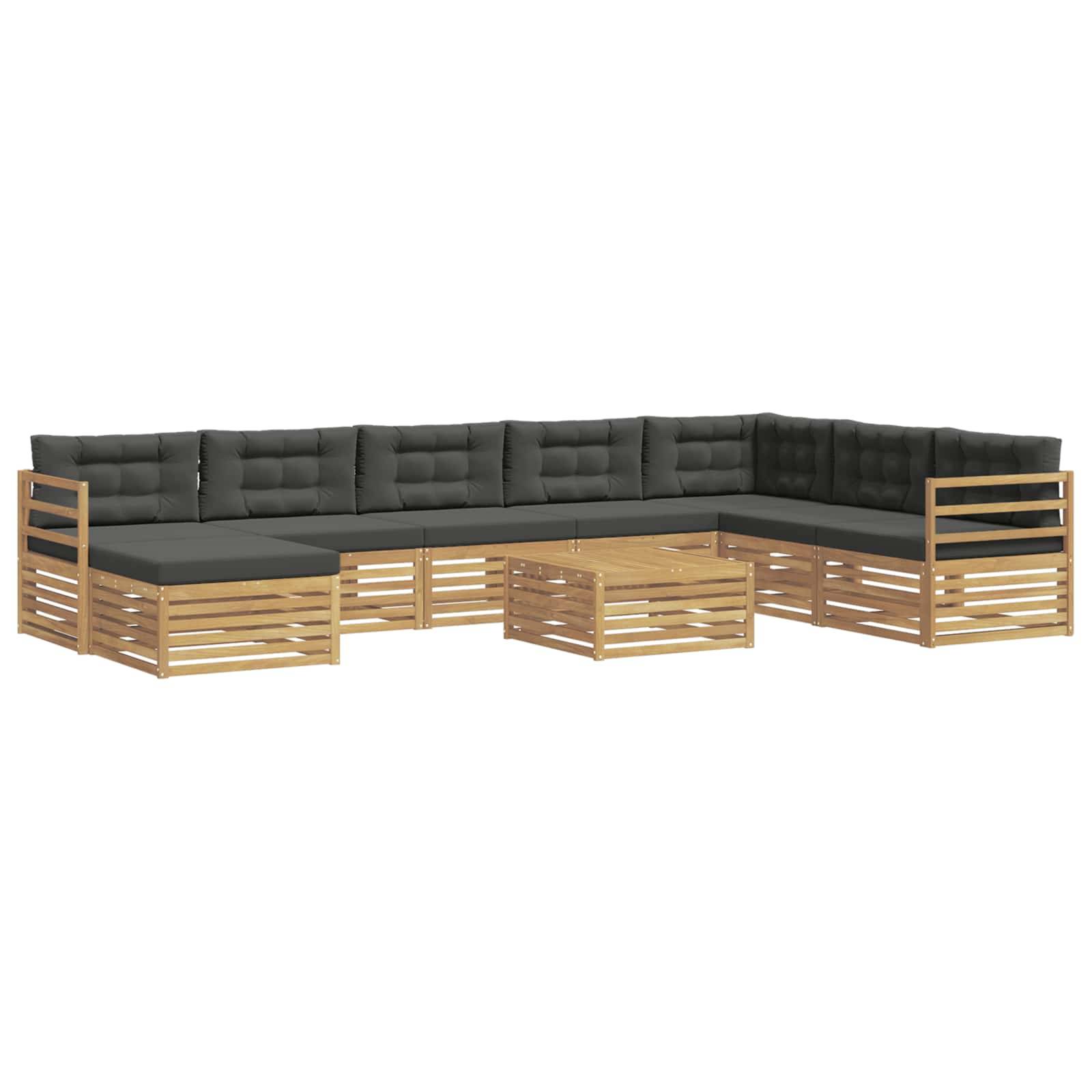 vidaXL Outdoor-Sofagarnitur 9 pcs Weiß und Anthrazit Polyester
