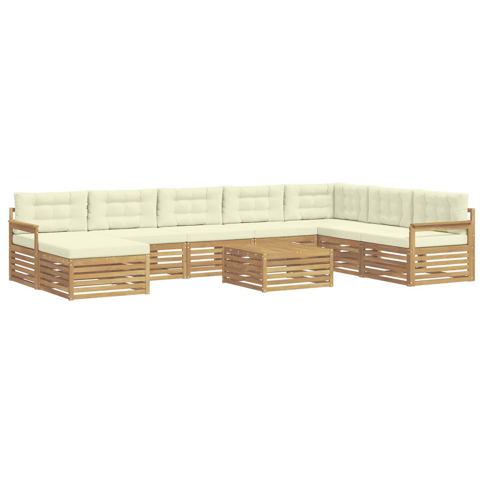 vidaXL Outdoor-Sofagarnitur 9 pcs Weiß und Creme Massivholz Akazie