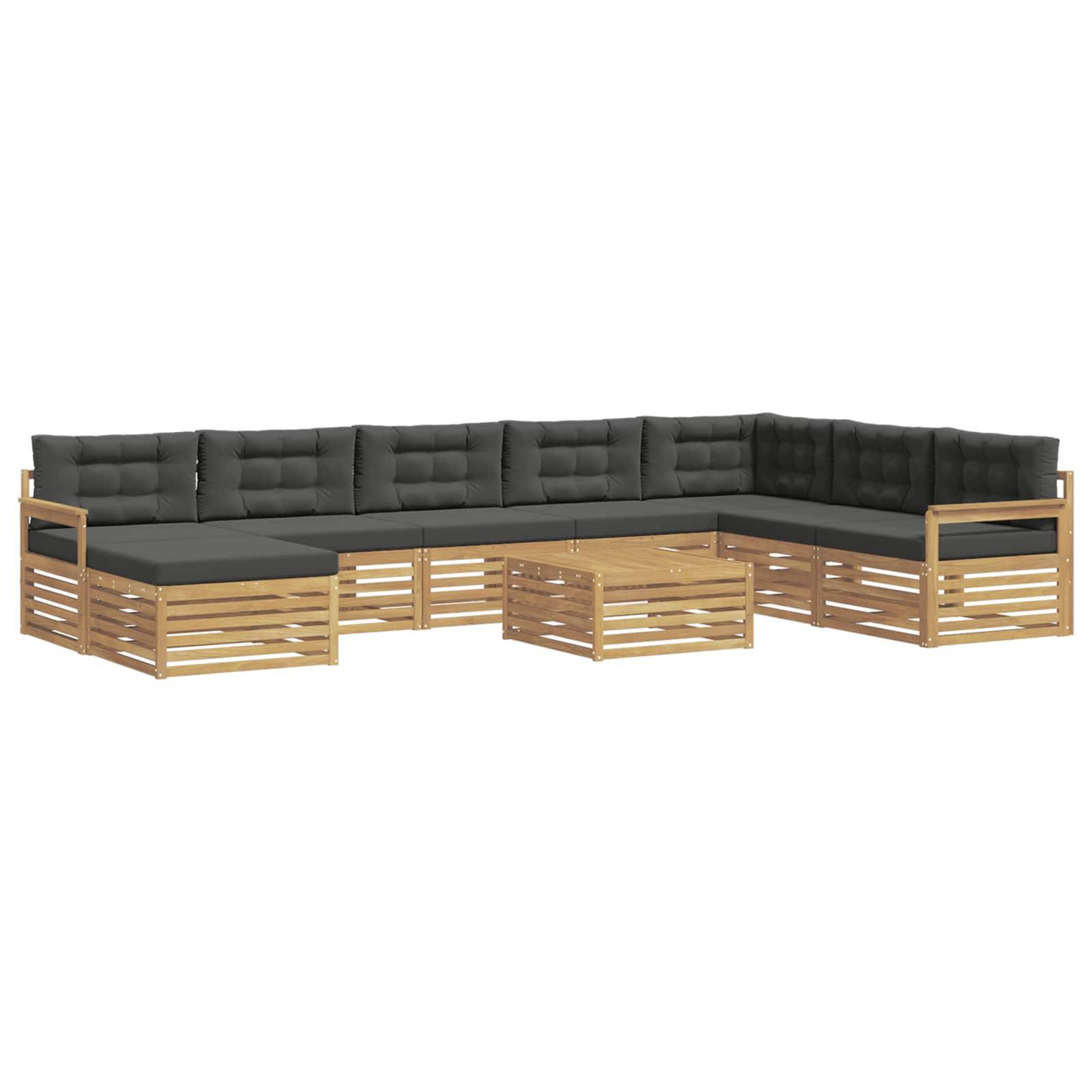 vidaXL Outdoor-Sofagarnitur 9 pcs Weiß und Anthrazit Massivholz Akazie