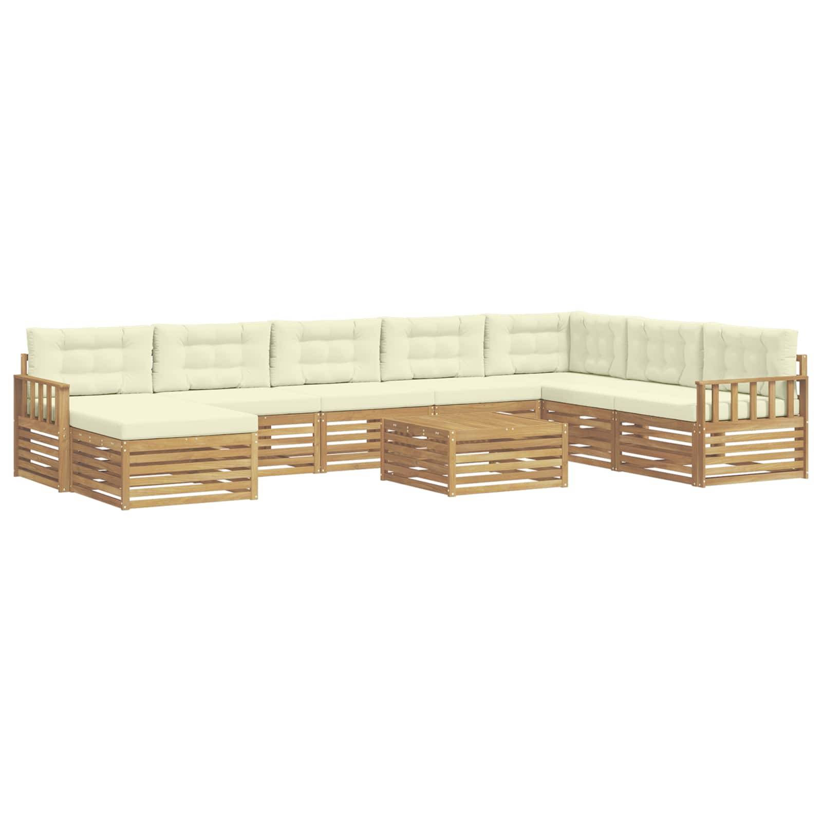 vidaXL Outdoor-Sofagarnitur 9 pcs Weiß und Creme Massivholz Akazie