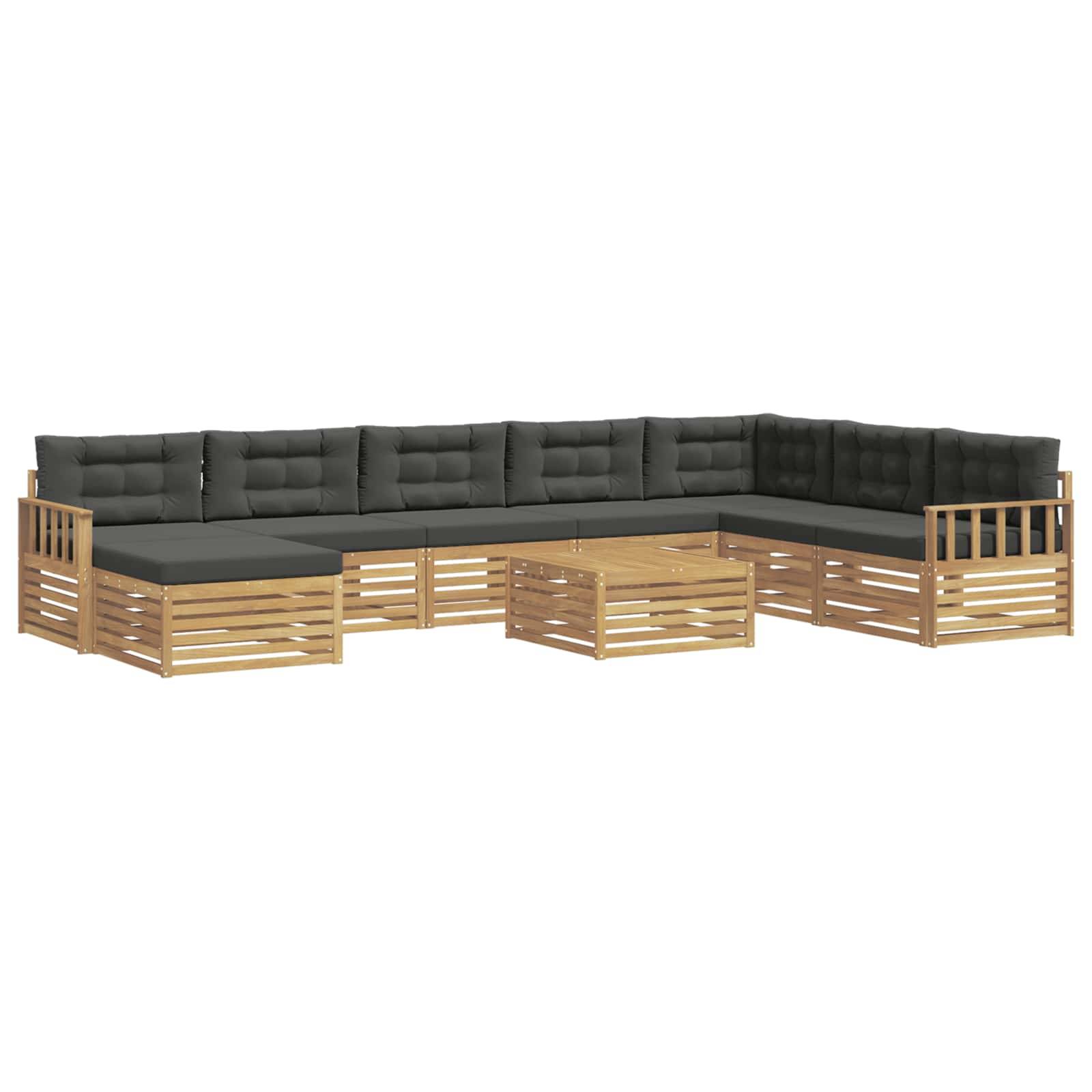 vidaXL Outdoor-Sofagarnitur 9 pcs Weiß und Anthrazit Massivholz Akazie
