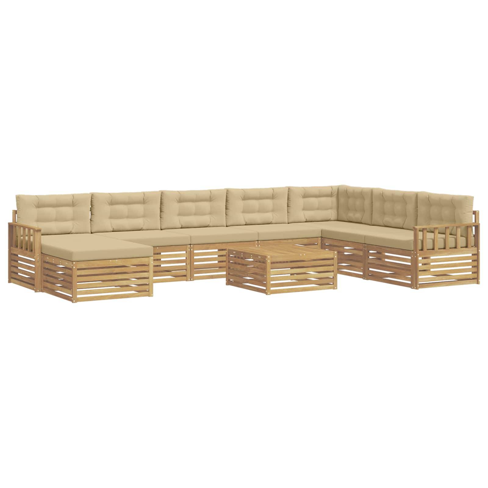 vidaXL Outdoor-Sofagarnitur 9 pcs Weiß und Beige Massivholz Akazie