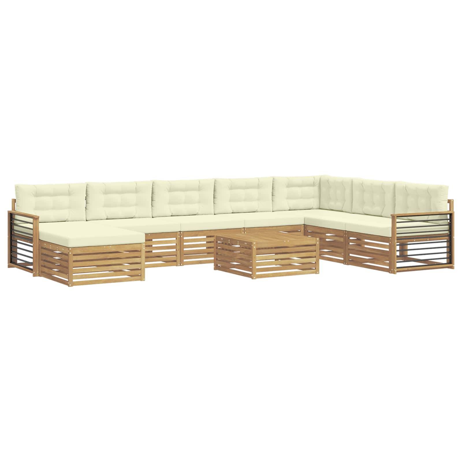 vidaXL Outdoor-Sofagarnitur 9 pcs Weiß und Creme Massivholz Akazie
