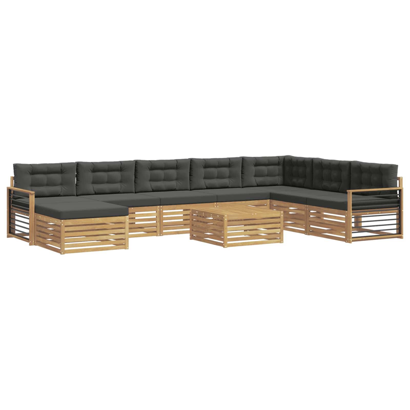 vidaXL Outdoor-Sofagarnitur 9 pcs Weiß und Anthrazit Massivholz Akazie