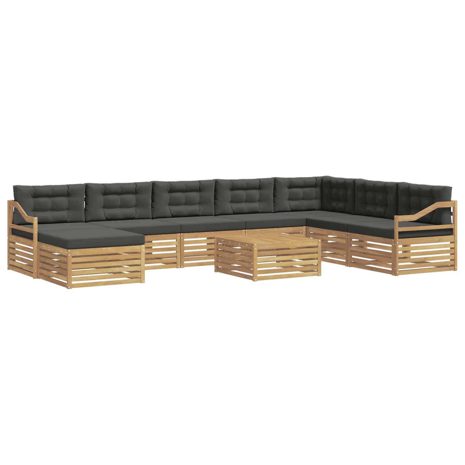 vidaXL Outdoor-Sofagarnitur 9 pcs Weiß und Anthrazit Polyester