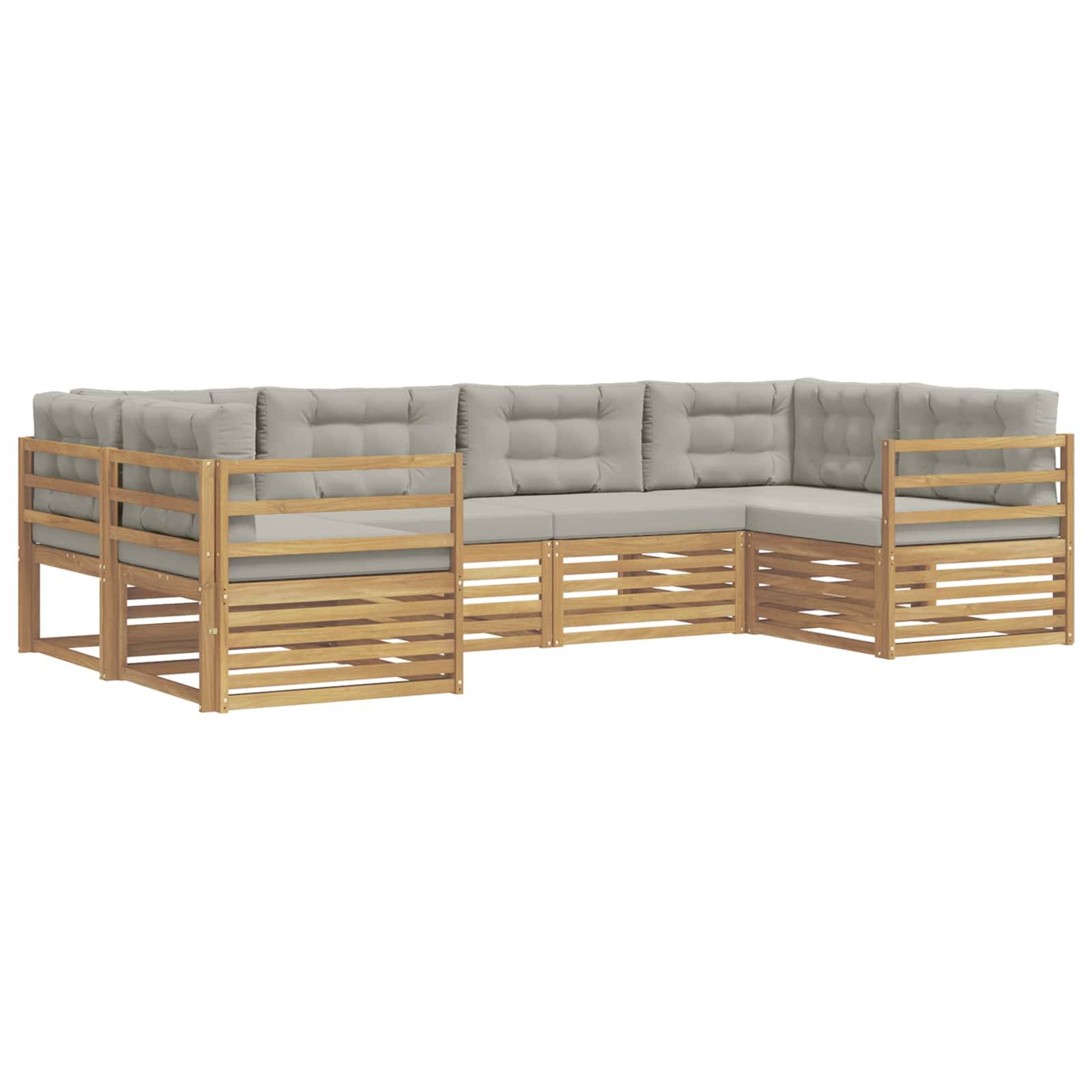 vidaXL Outdoor-Sofagarnitur 6 pcs Weiß und Hellgrau Polyester