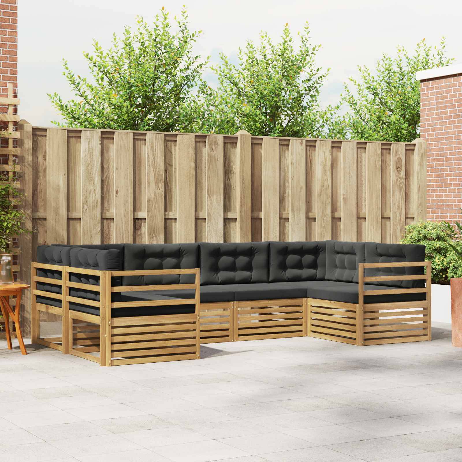 vidaXL Outdoor-Sofagarnitur 6 pcs Weiß und Anthrazit Polyester