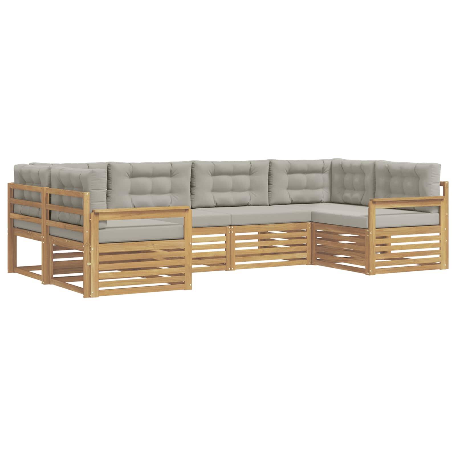 vidaXL Outdoor-Sofagarnitur mit Kissen 6 pcs Weiß und Hellgrau
