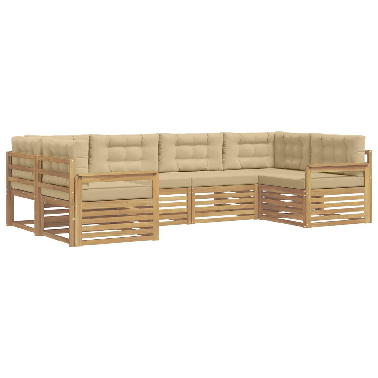 vidaXL Outdoor-Sofagarnitur mit Kissen 6 pcs Weiß und Beige