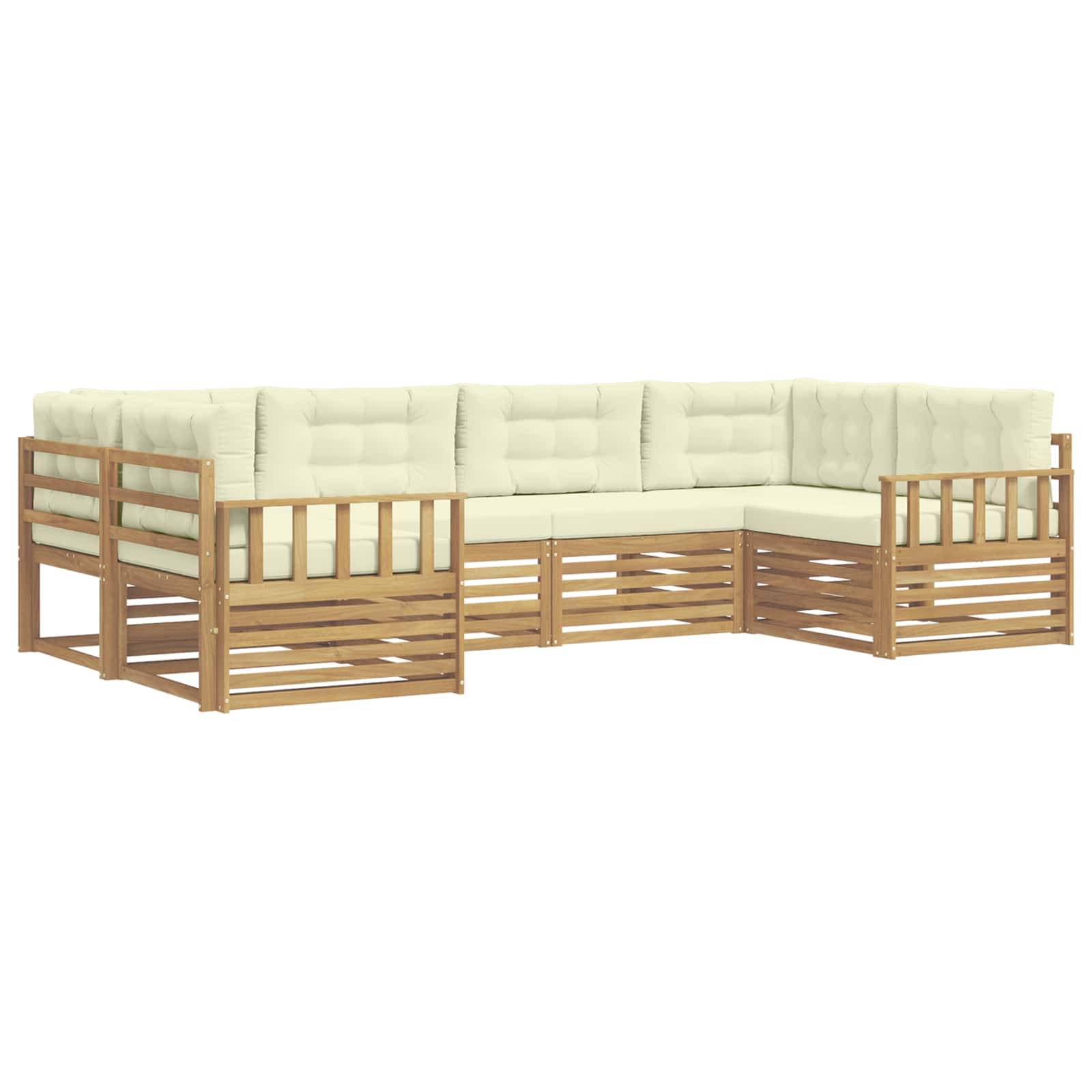 vidaXL Outdoor-Sofagarnitur mit Kissen 6 pcs Weiß und Creme