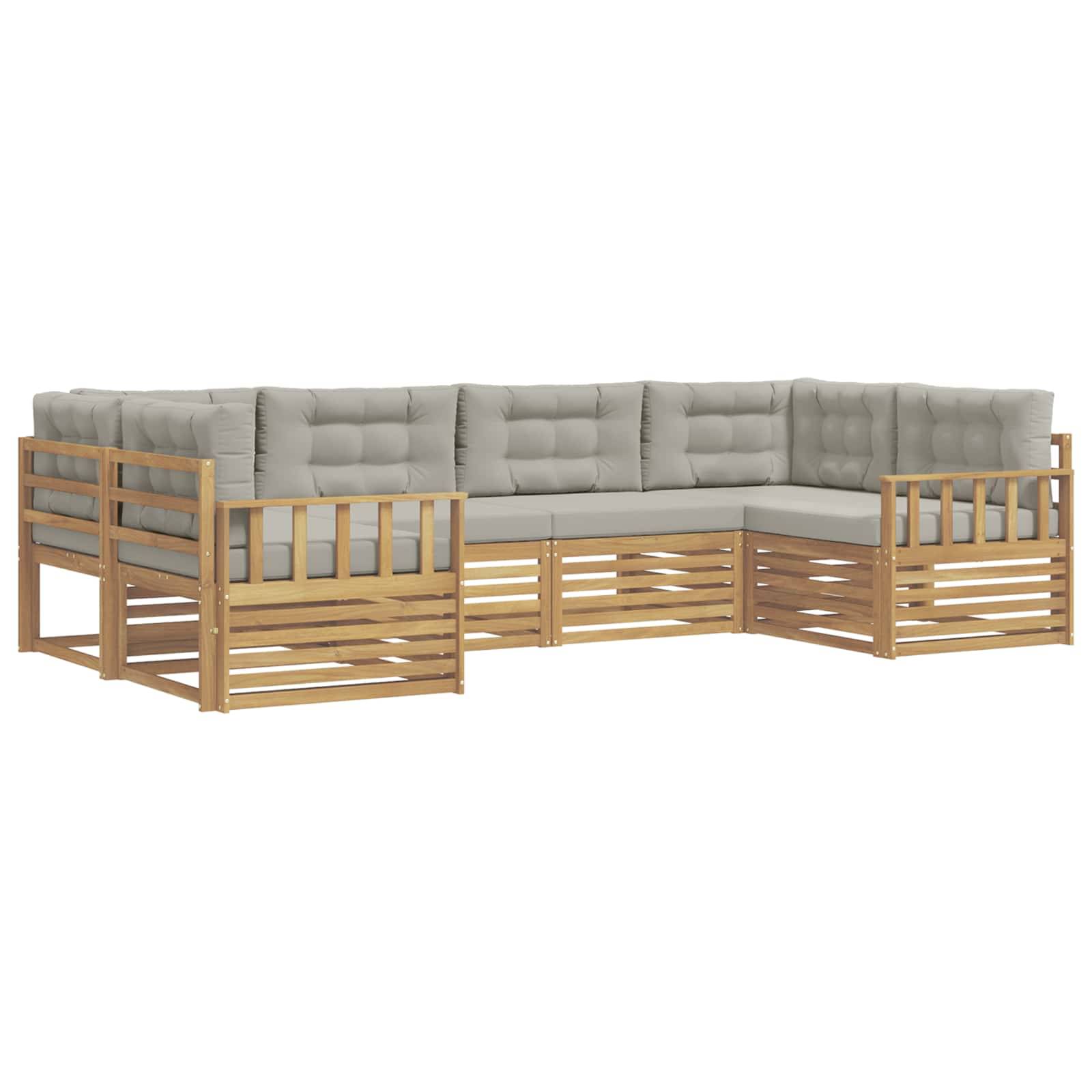 vidaXL Outdoor-Sofagarnitur mit Kissen 6 pcs Weiß und Hellgrau