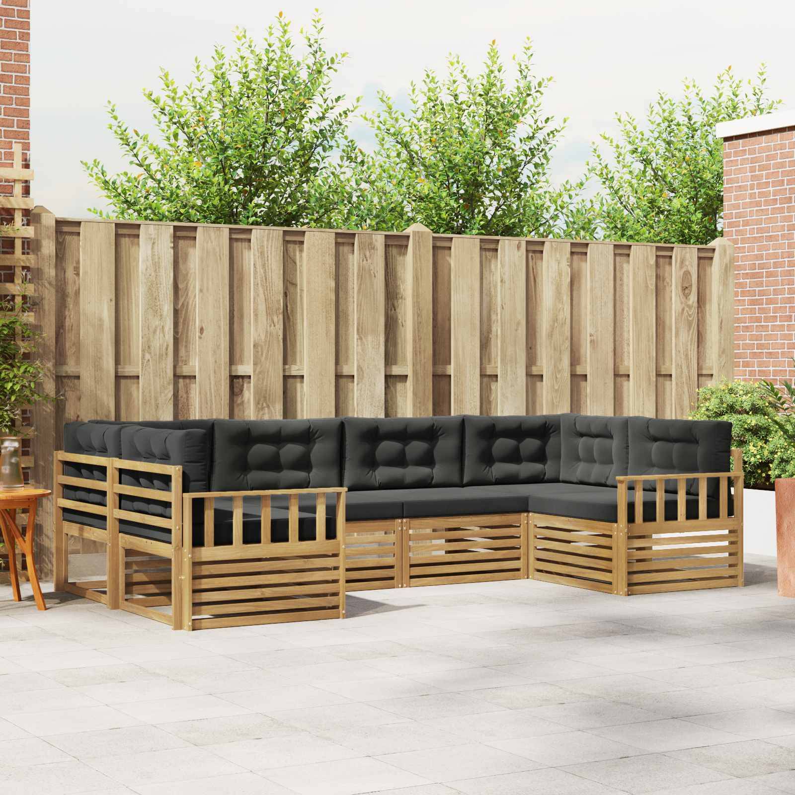 vidaXL Outdoor-Sofagarnitur mit Kissen 6 pcs Weiß und Anthrazit