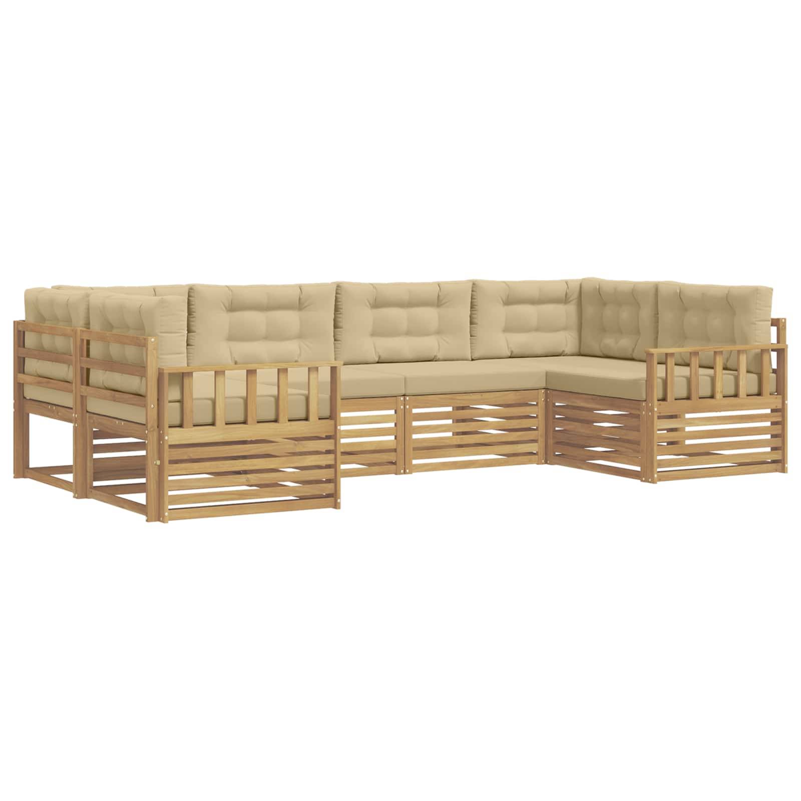 vidaXL Outdoor-Sofagarnitur mit Kissen 6 pcs Weiß und Beige