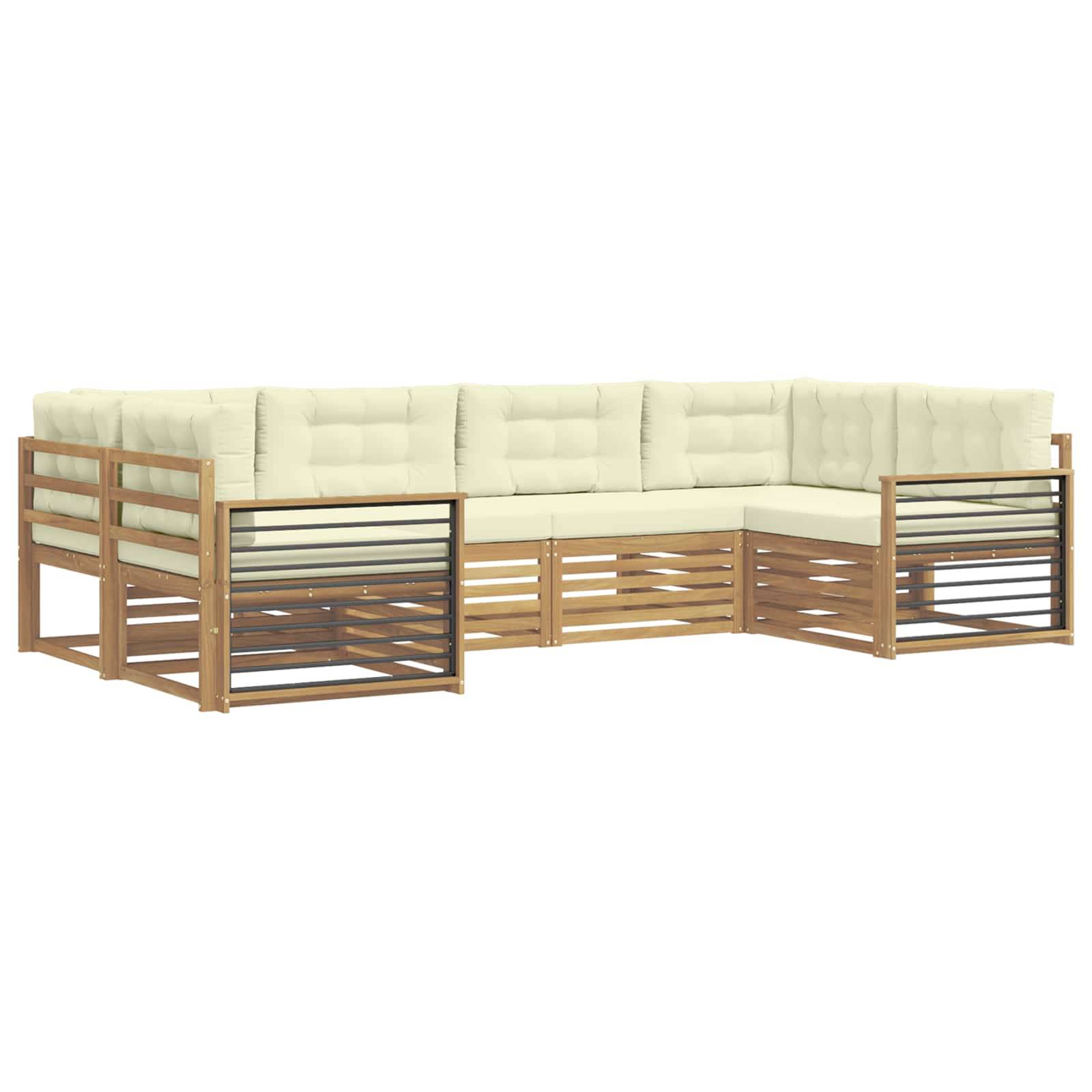 vidaXL Outdoor-Sofagarnitur mit Kissen 6 pcs Weiß und Creme