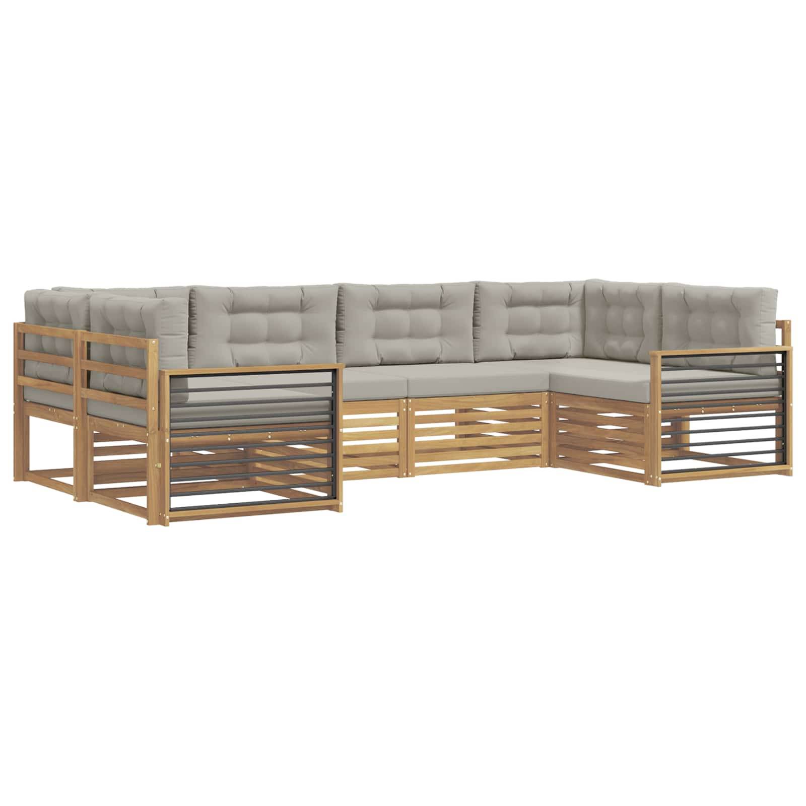 vidaXL Outdoor-Sofagarnitur mit Kissen 6 pcs Weiß und Hellgrau