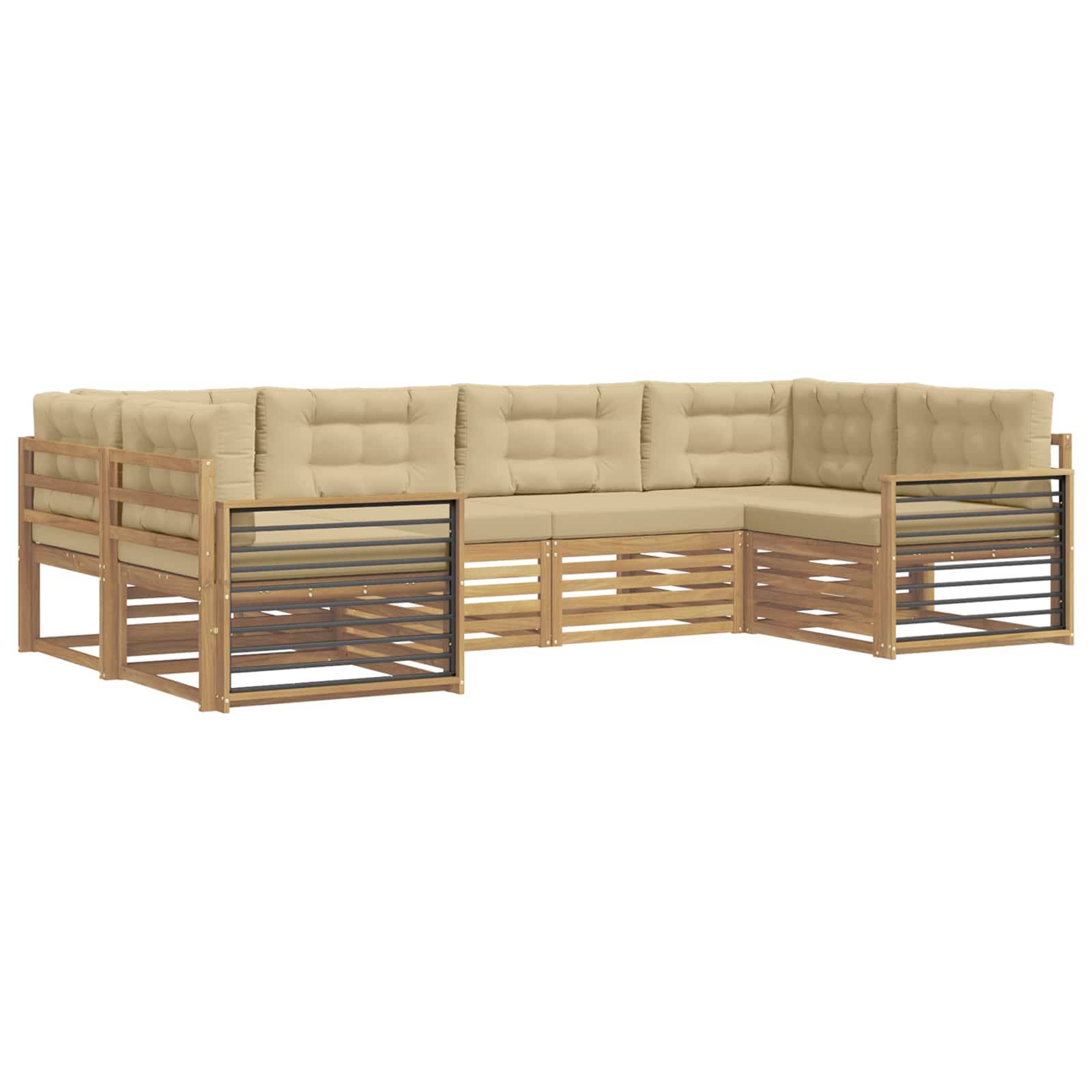 vidaXL Outdoor-Sofagarnitur mit Kissen 6 pcs Weiß und Beige