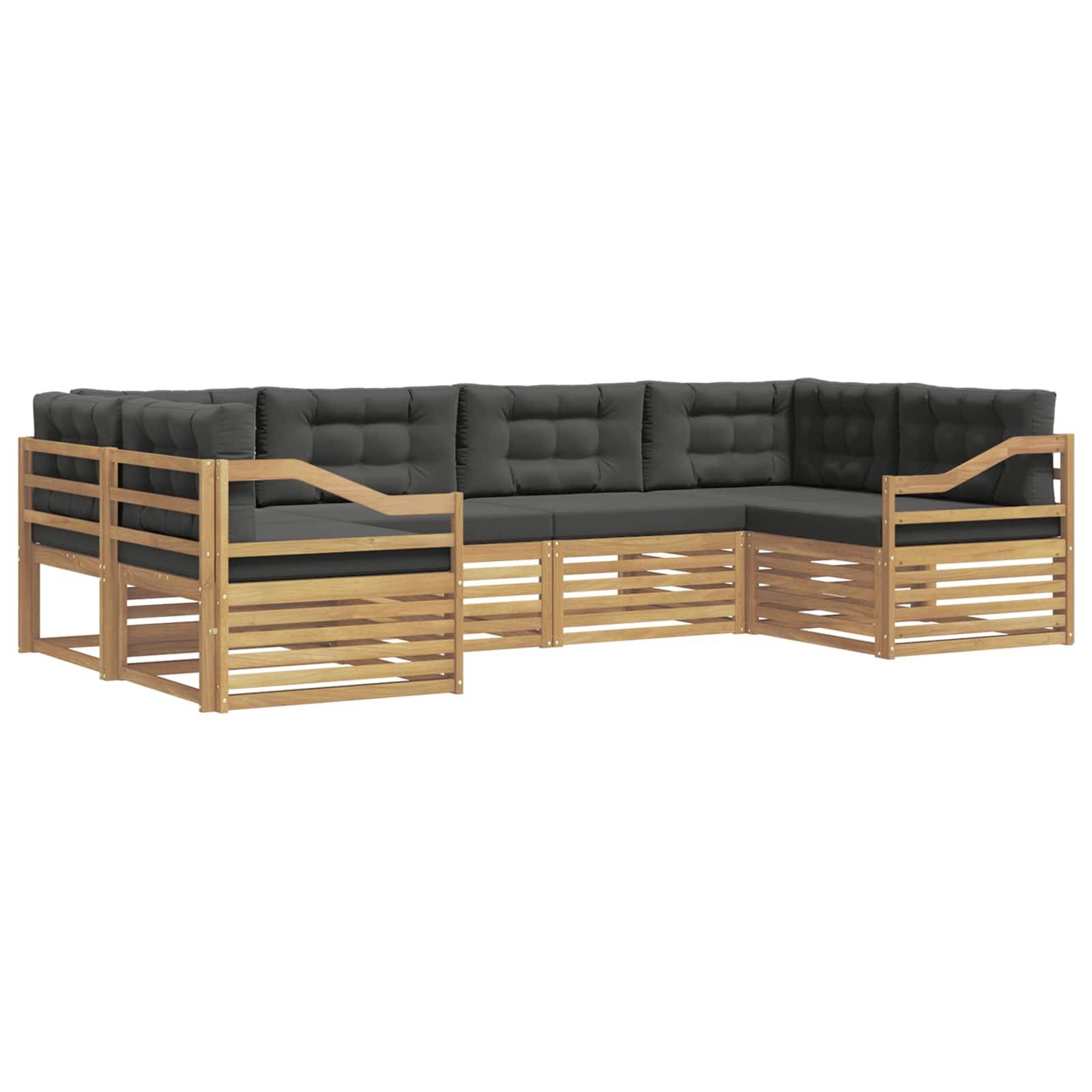 vidaXL Outdoor-Sofagarnitur 6 pcs Weiß und Anthrazit Polyester