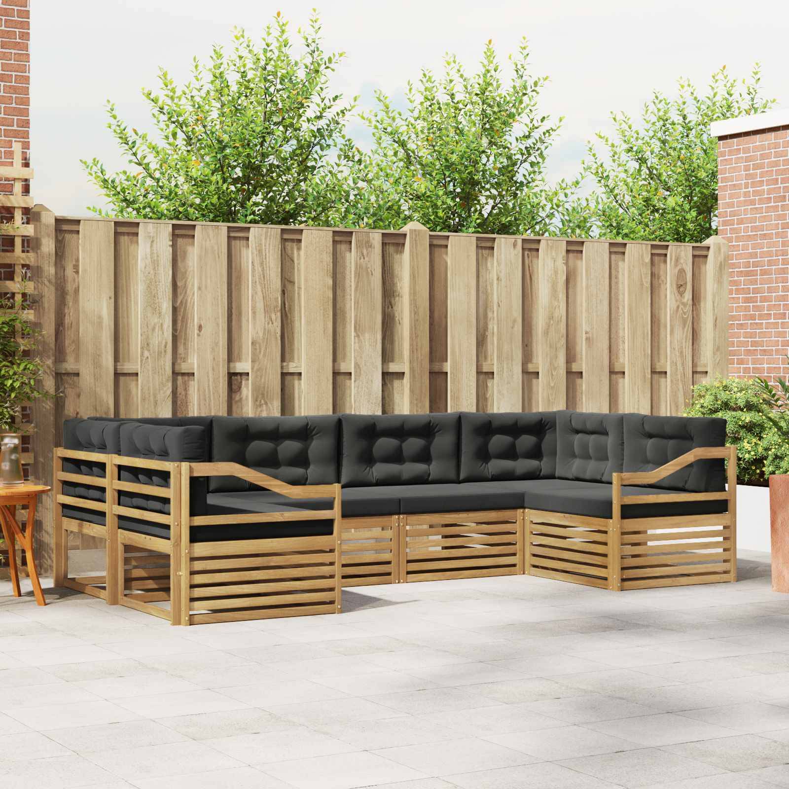 vidaXL Outdoor-Sofagarnitur 6 pcs Weiß und Anthrazit Polyester