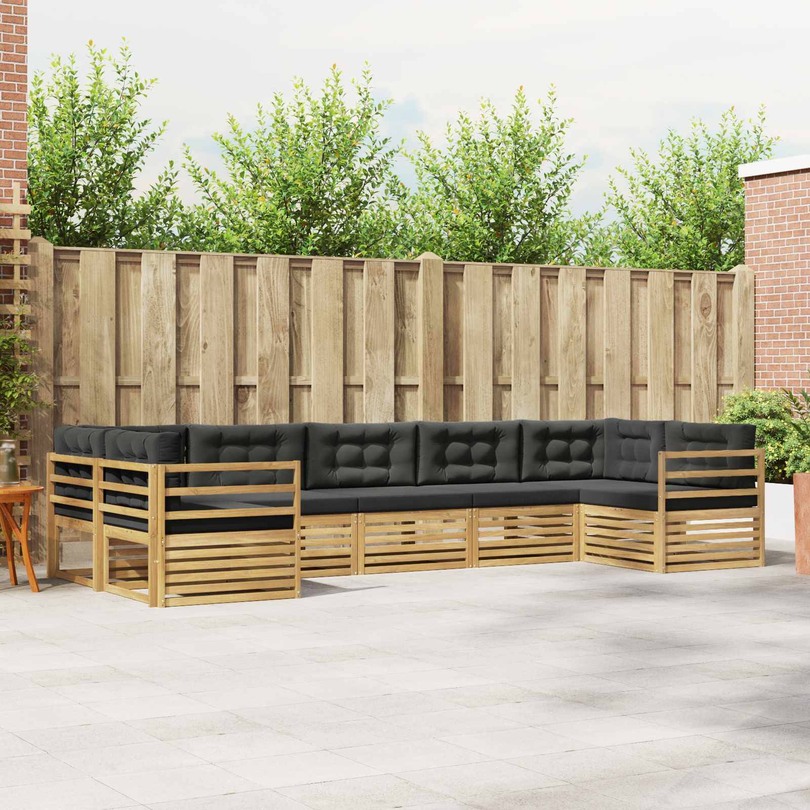 vidaXL Outdoor-Sofagarnitur 7 pcs Weiß und Anthrazit Polyester