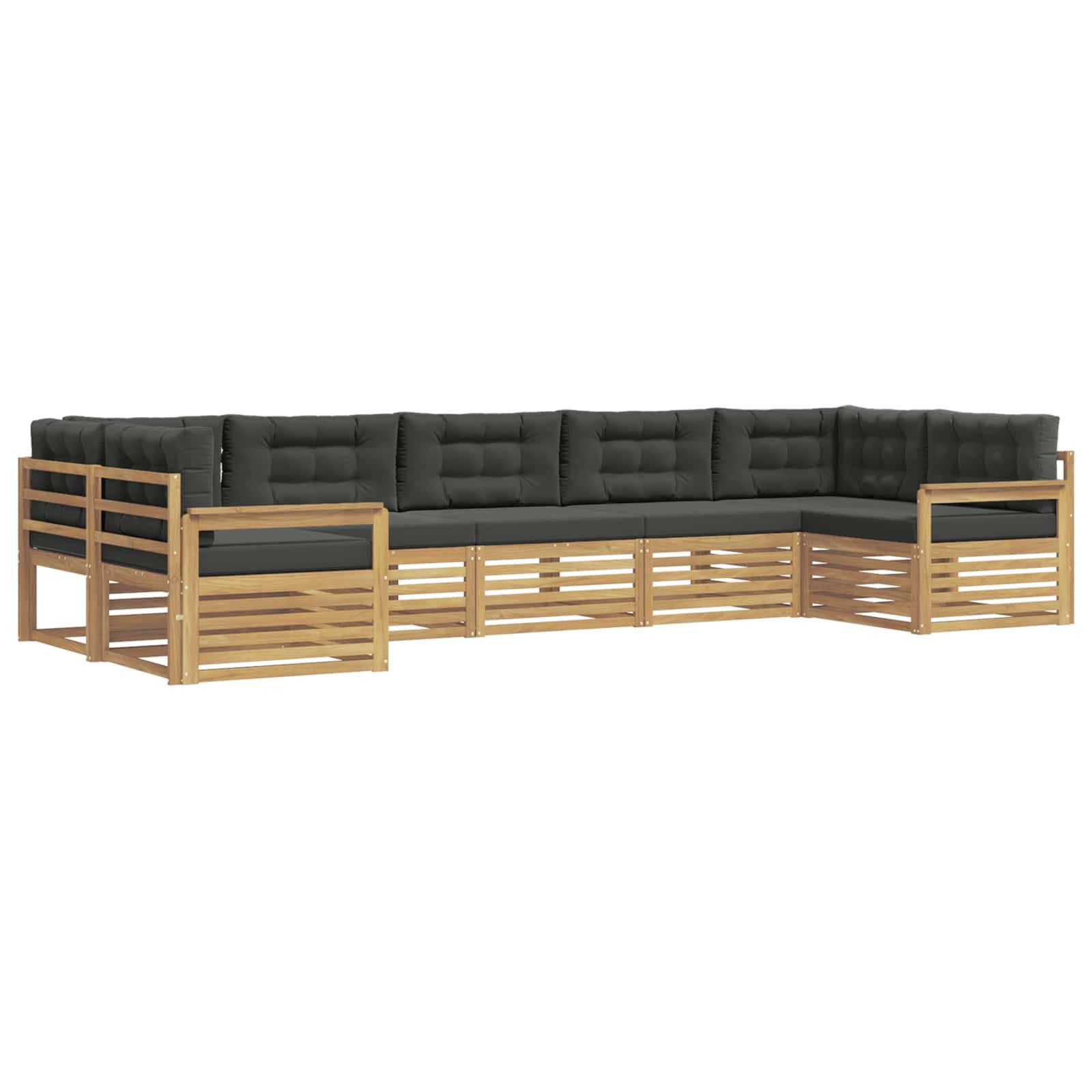 vidaXL Outdoor-Sofagarnitur mit Kissen 7 pcs Weiß und Anthrazit