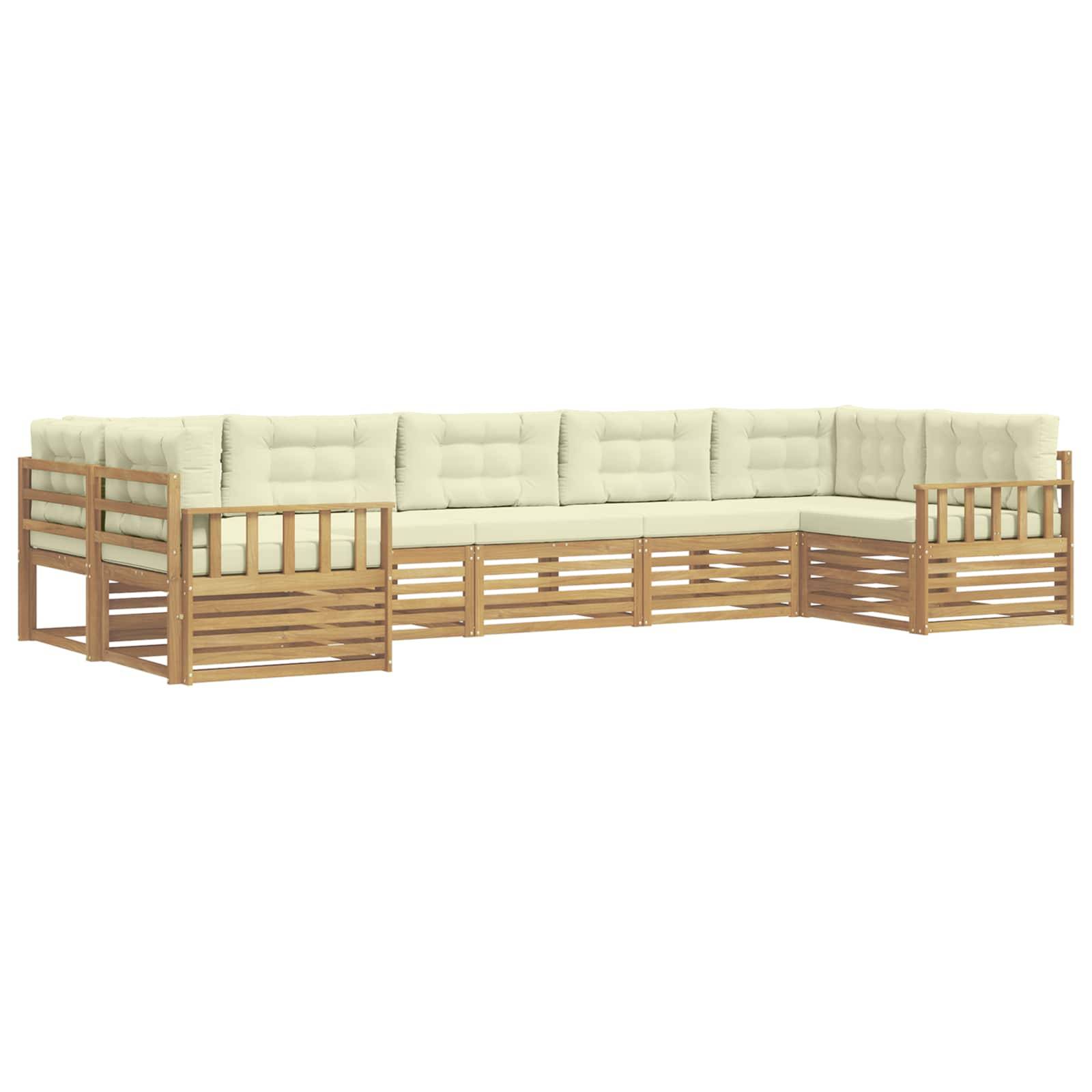 vidaXL Outdoor-Sofagarnitur mit Kissen 7 pcs Weiß und Creme