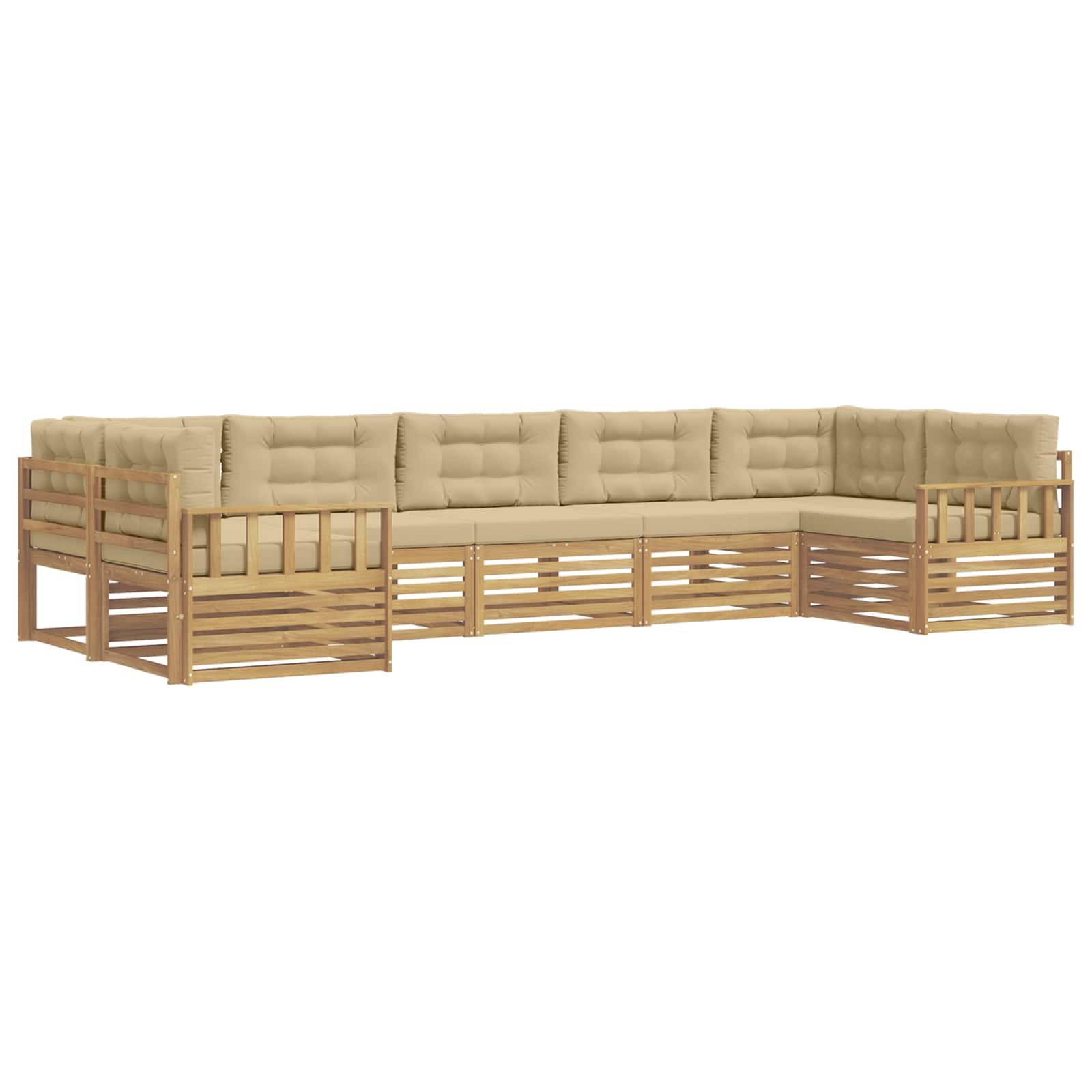vidaXL Outdoor-Sofagarnitur mit Kissen 7 pcs Weiß und Beige