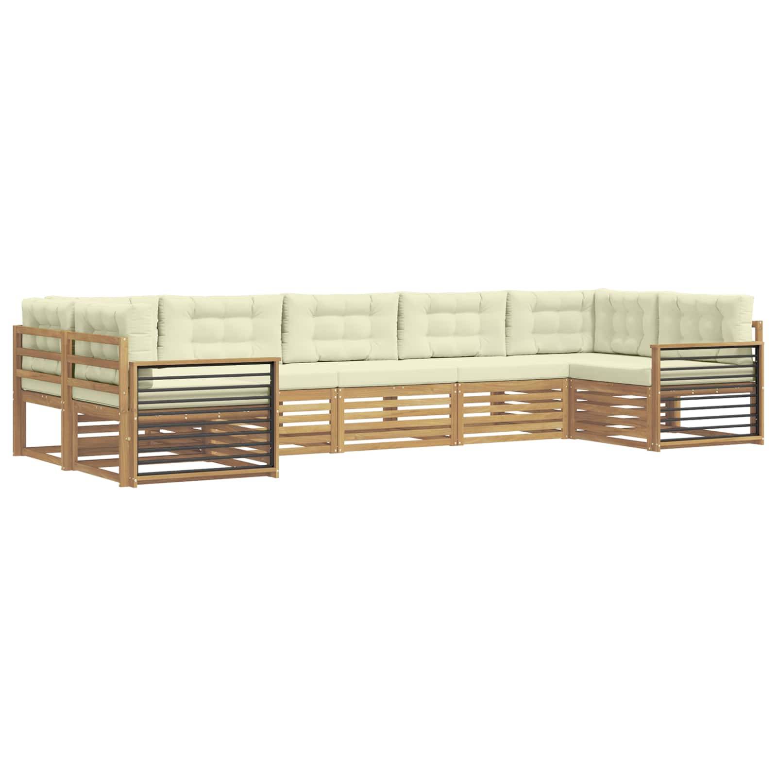 vidaXL Outdoor-Sofagarnitur mit Kissen 7 pcs Weiß und Creme