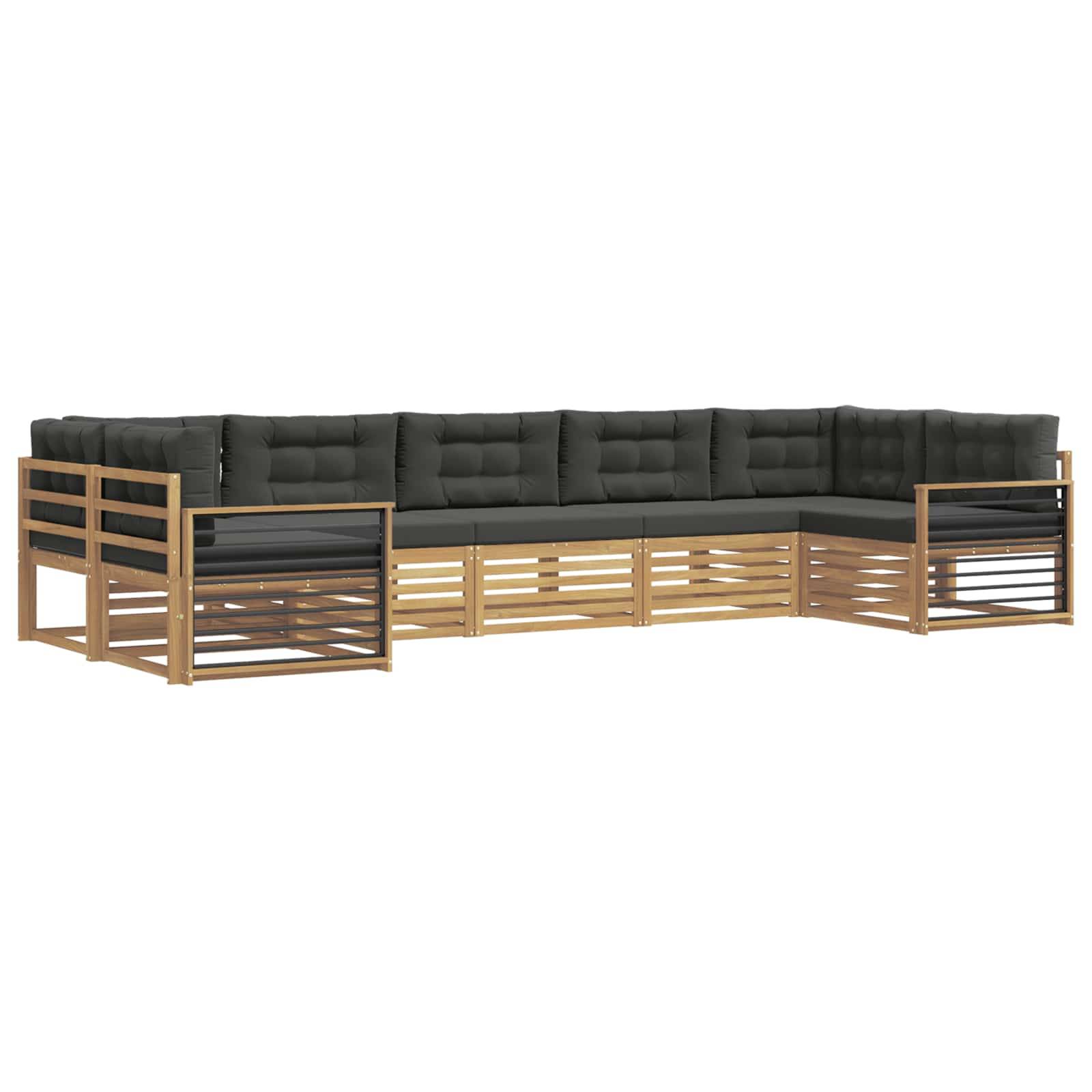 vidaXL Outdoor-Sofagarnitur mit Kissen 7 pcs Weiß und Anthrazit