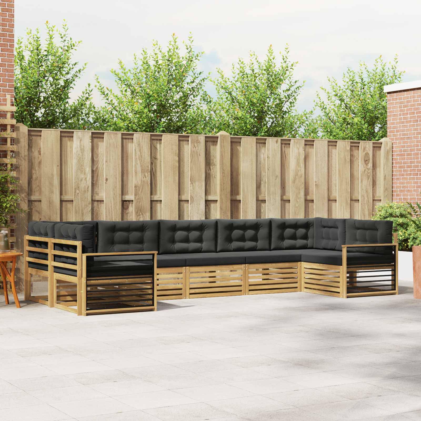 vidaXL Outdoor-Sofagarnitur mit Kissen 7 pcs Weiß und Anthrazit