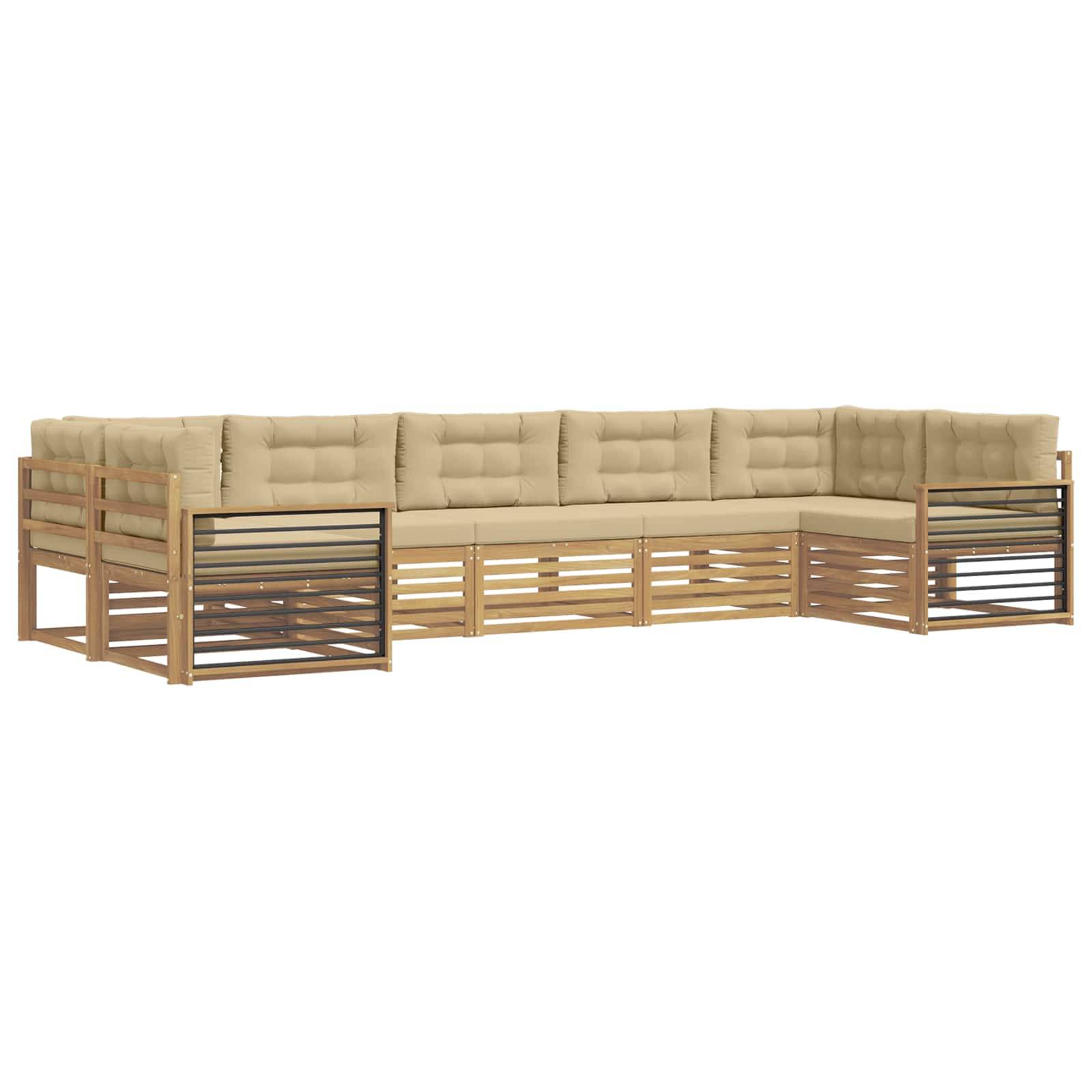vidaXL Outdoor-Sofagarnitur mit Kissen 7 pcs Weiß und Beige