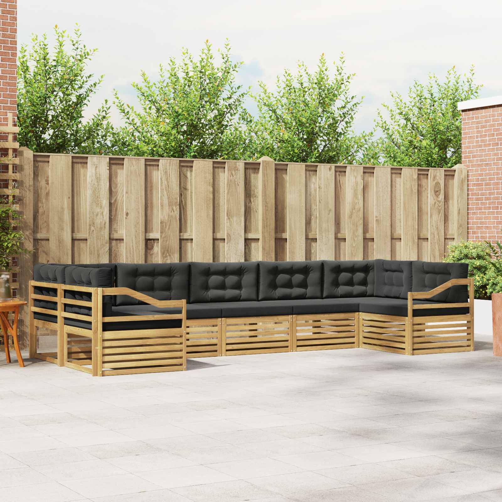 vidaXL Outdoor-Sofagarnitur 7 pcs Weiß und Anthrazit Polyester