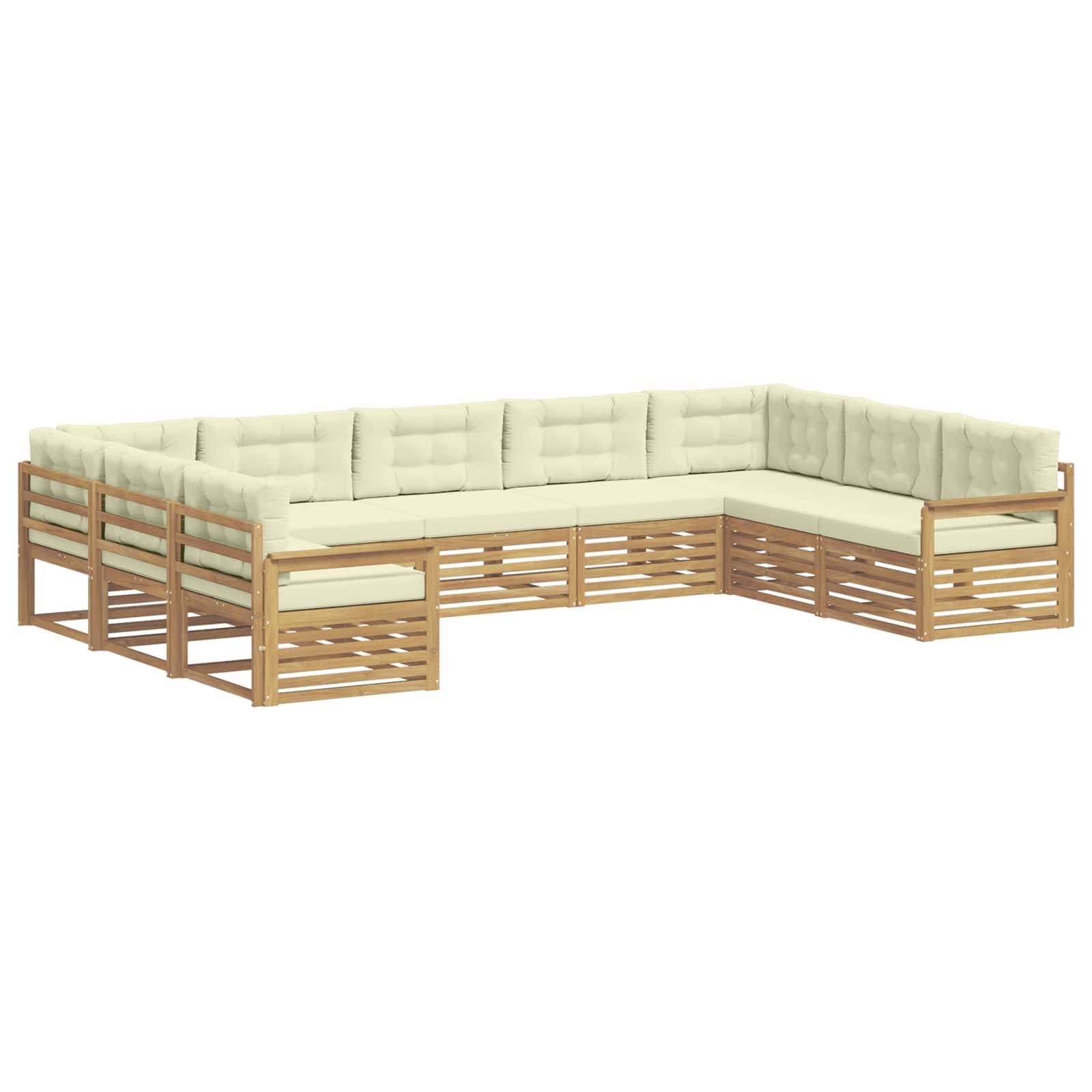 vidaXL Outdoor-Sofagarnitur 9 pcs Weiß und Creme Massivholz Akazie