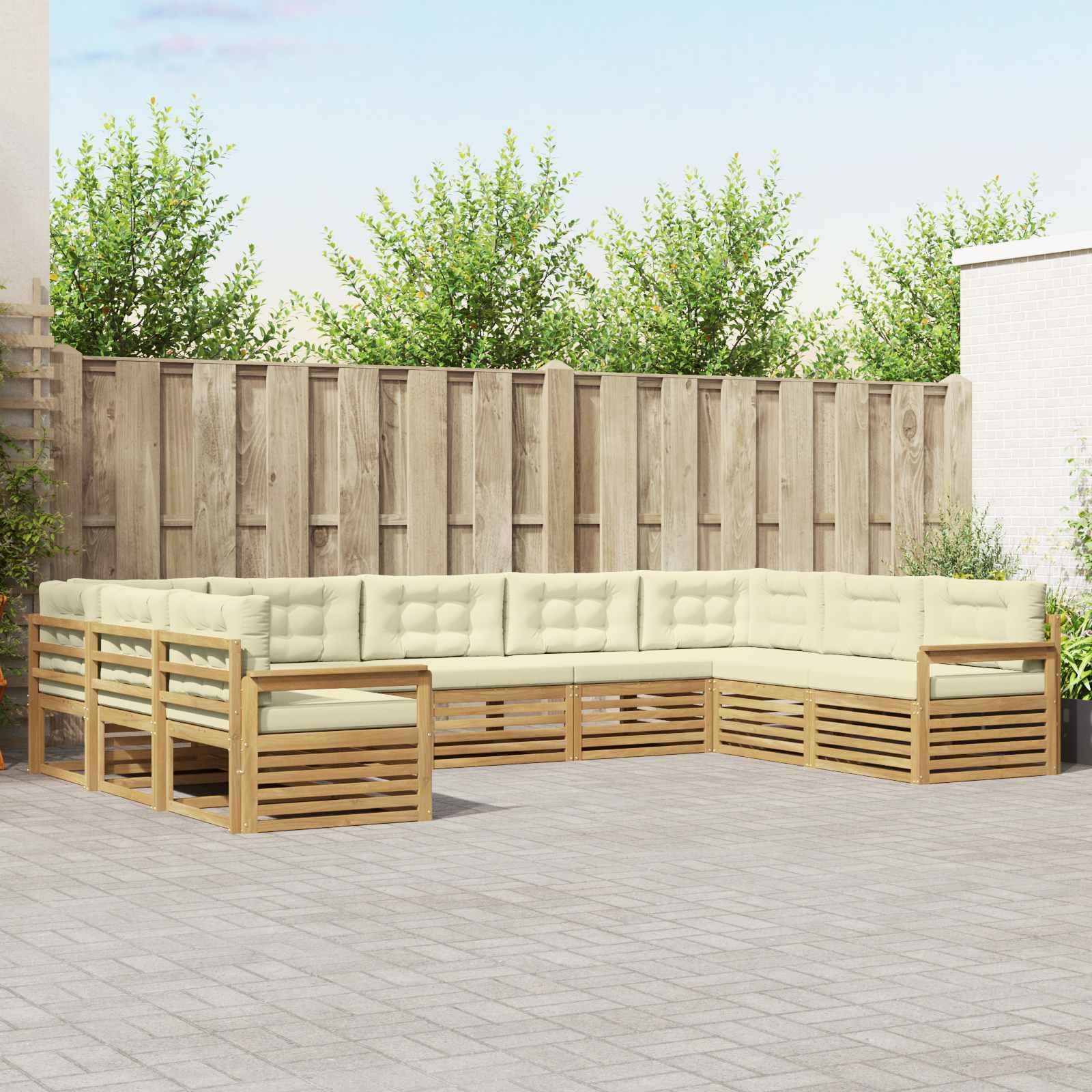 vidaXL Outdoor-Sofagarnitur 9 pcs Weiß und Creme Massivholz Akazie