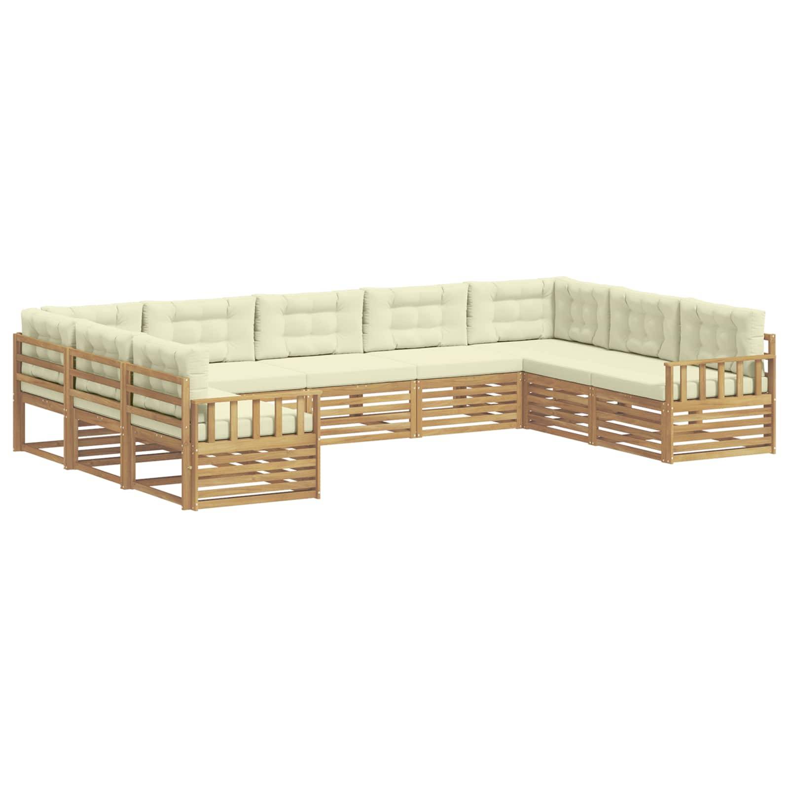 vidaXL Outdoor-Sofagarnitur 9 pcs Weiß und Creme Massivholz Akazie