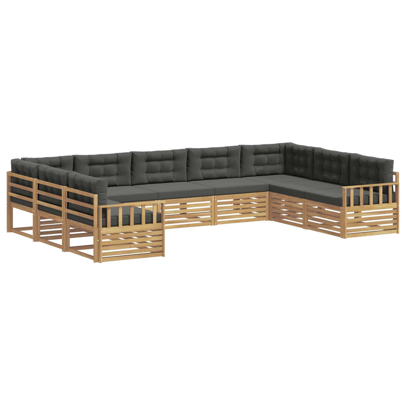 vidaXL Outdoor-Sofagarnitur 9 pcs Weiß und Anthrazit Massivholz Akazie