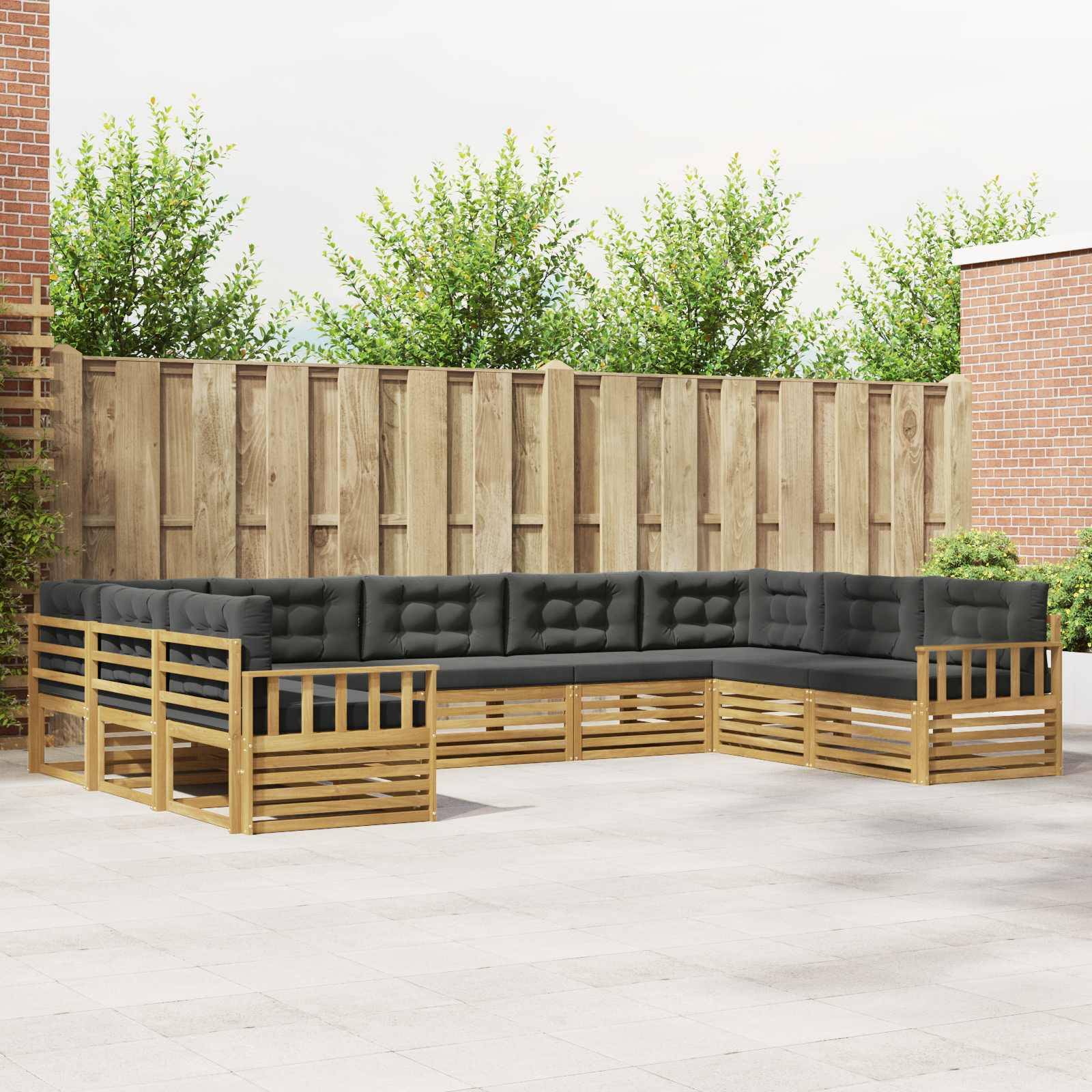 vidaXL Outdoor-Sofagarnitur 9 pcs Weiß und Anthrazit Massivholz Akazie