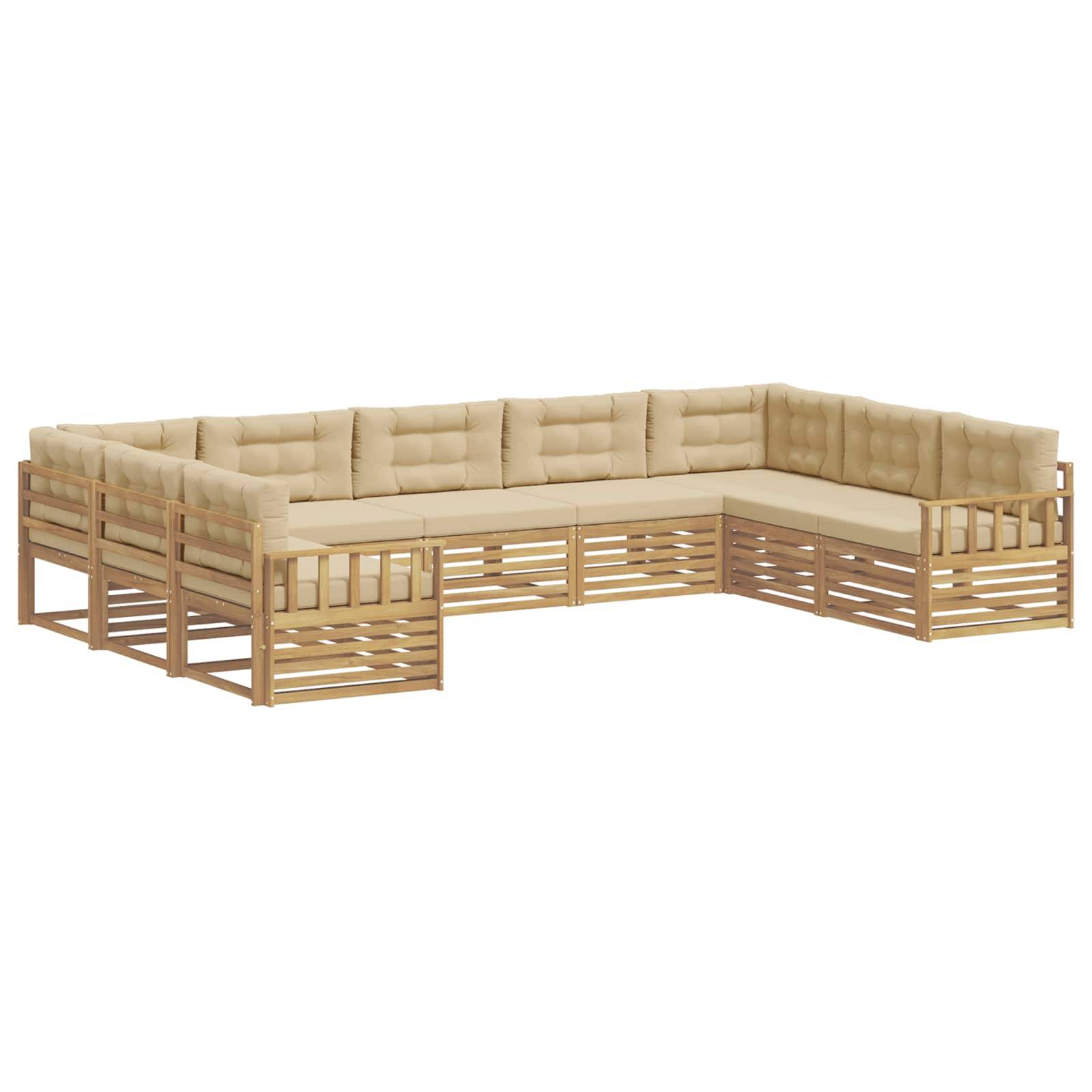 vidaXL Outdoor-Sofagarnitur 9 pcs Weiß und Beige Massivholz Akazie