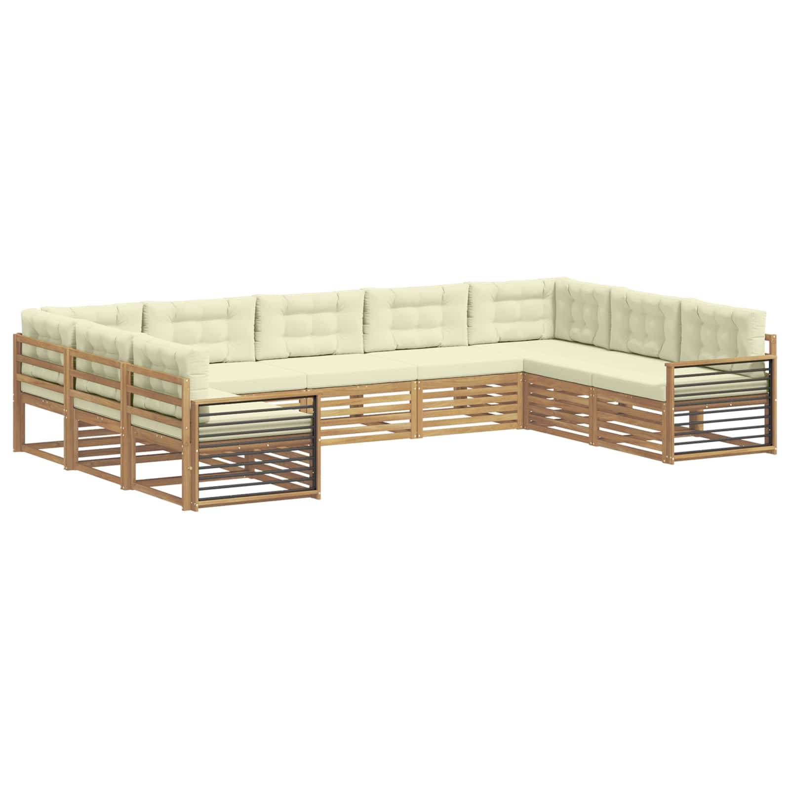 vidaXL Outdoor-Sofagarnitur 9 pcs Weiß und Creme Massivholz Akazie