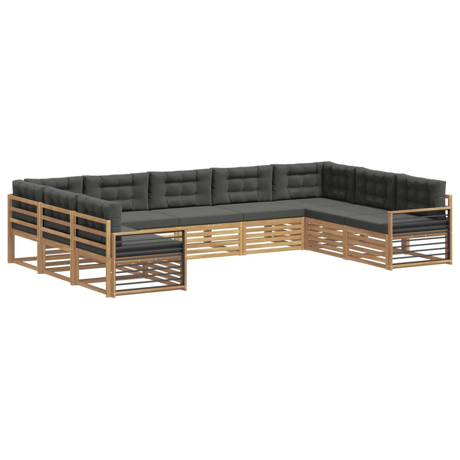 vidaXL Outdoor-Sofagarnitur 9 pcs Weiß und Anthrazit Massivholz Akazie