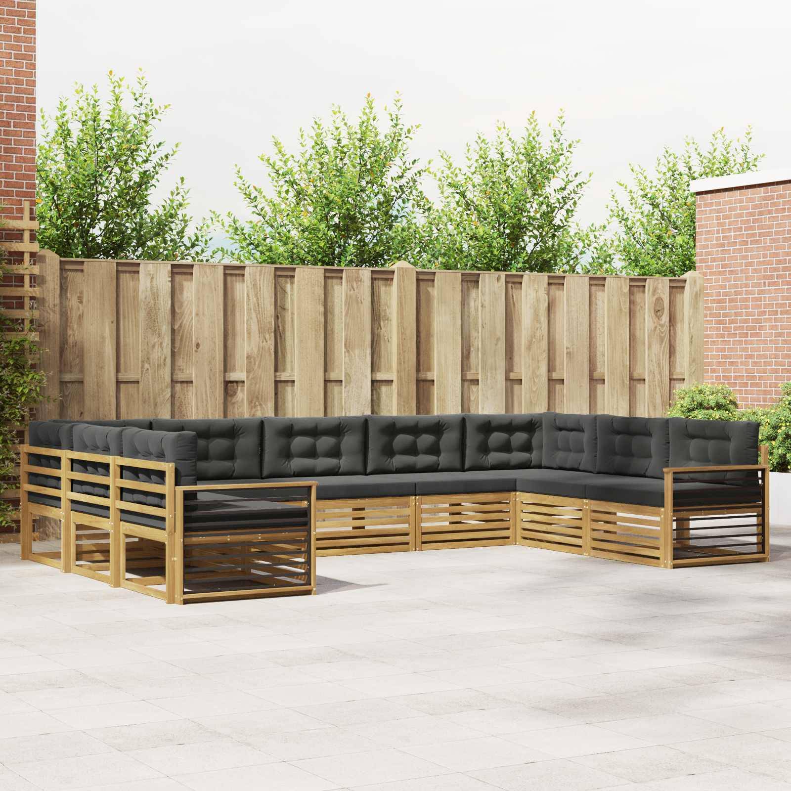 vidaXL Outdoor-Sofagarnitur 9 pcs Weiß und Anthrazit Massivholz Akazie