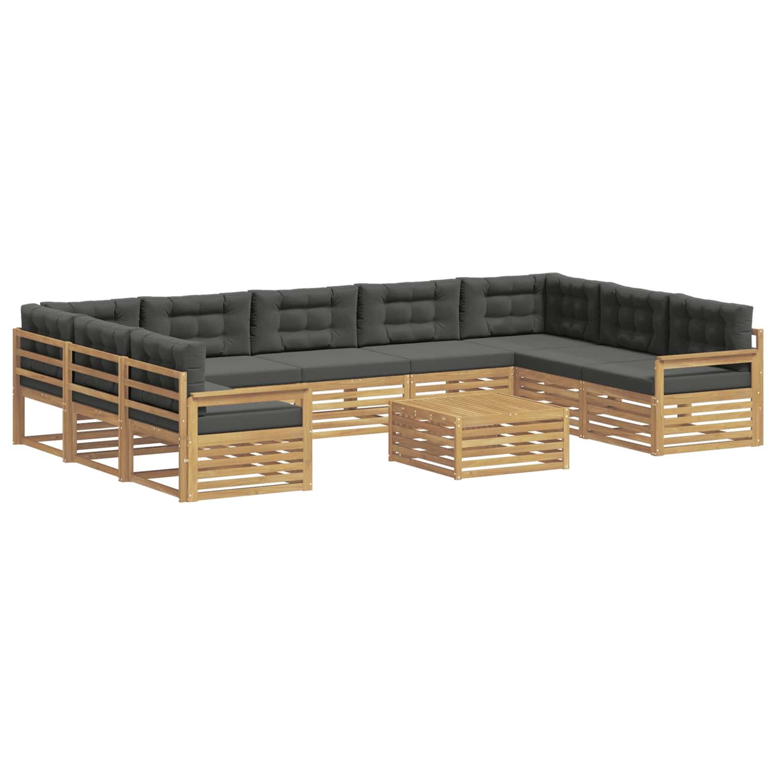 vidaXL Outdoor-Sofagarnitur mit Kissen 10 pcs Weiß und Anthrazit