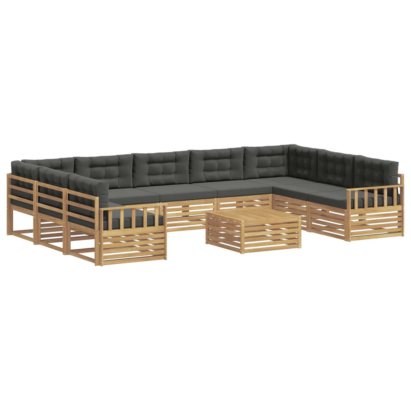 vidaXL Outdoor-Sofagarnitur mit Kissen 10 pcs Weiß und Anthrazit