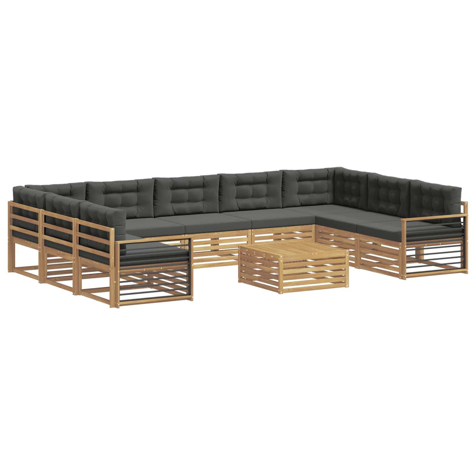 vidaXL Outdoor-Sofagarnitur mit Kissen 10 pcs Weiß und Anthrazit